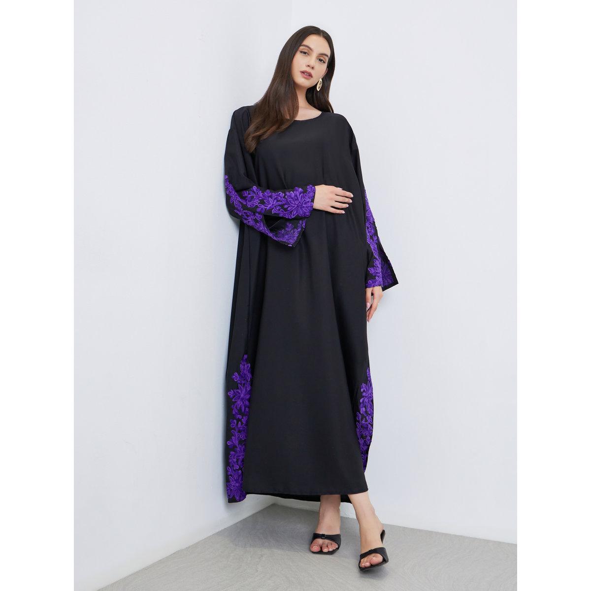 Take Two Black Lace Insert A-Line Abaya-women-arabicclothing-abayas-image-2