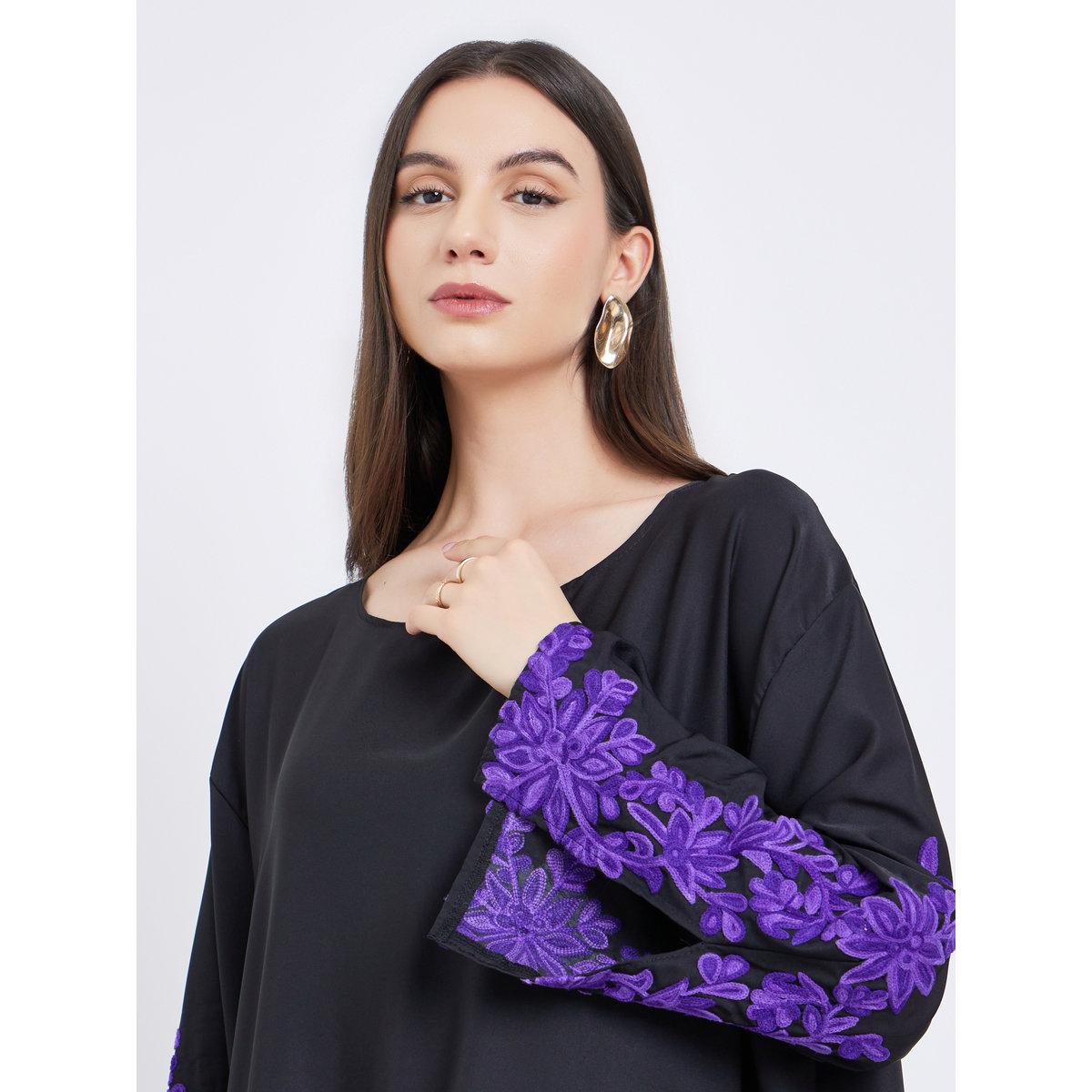 Take Two Black Lace Insert A-Line Abaya-women-arabicclothing-abayas-image-4