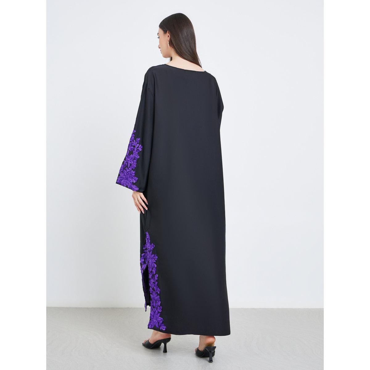 Take Two Black Lace Insert A-Line Abaya-women-arabicclothing-abayas-image-6
