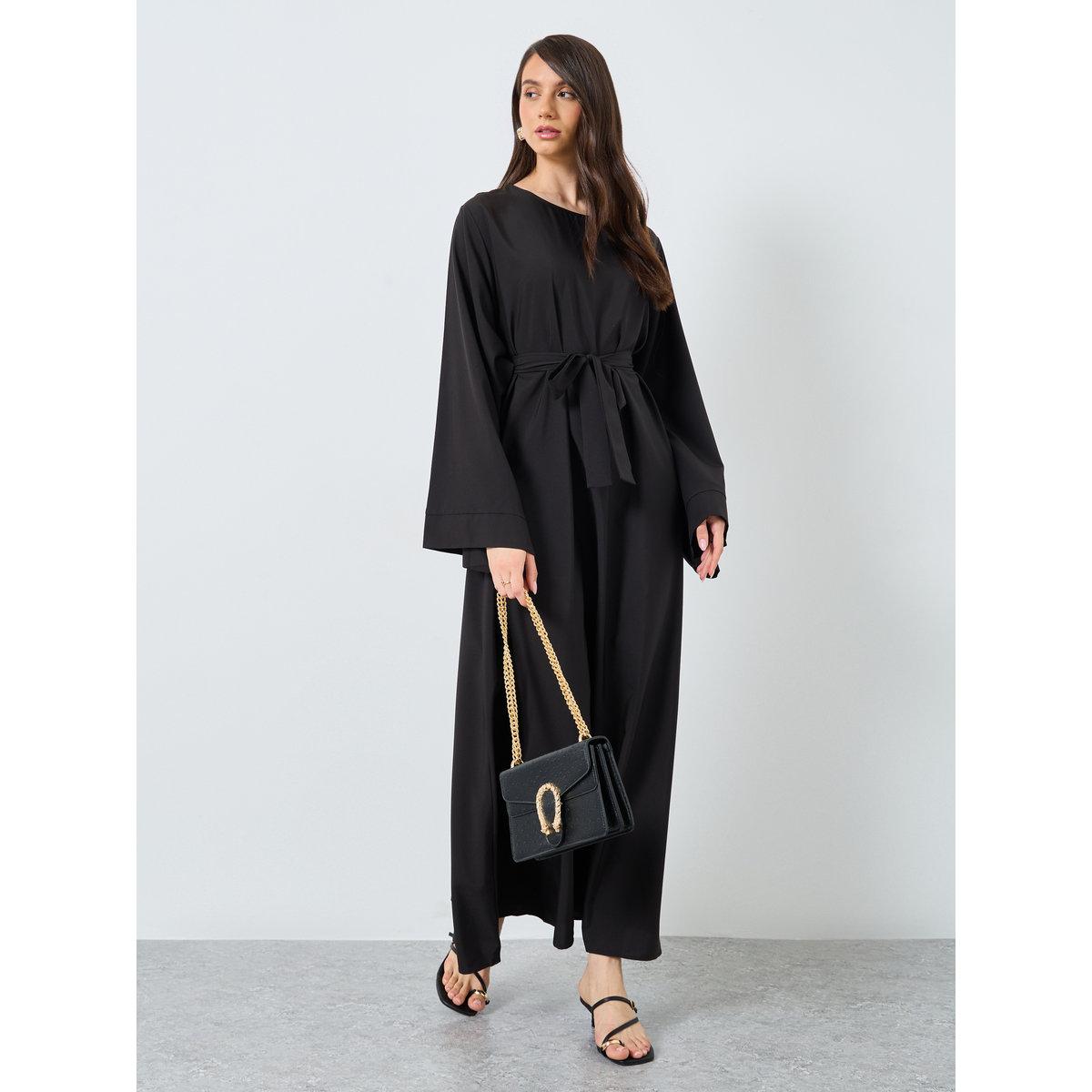 Take Two Solid Long Sleeve Belted Abaya-women-arabicclothing-abayas-image-1