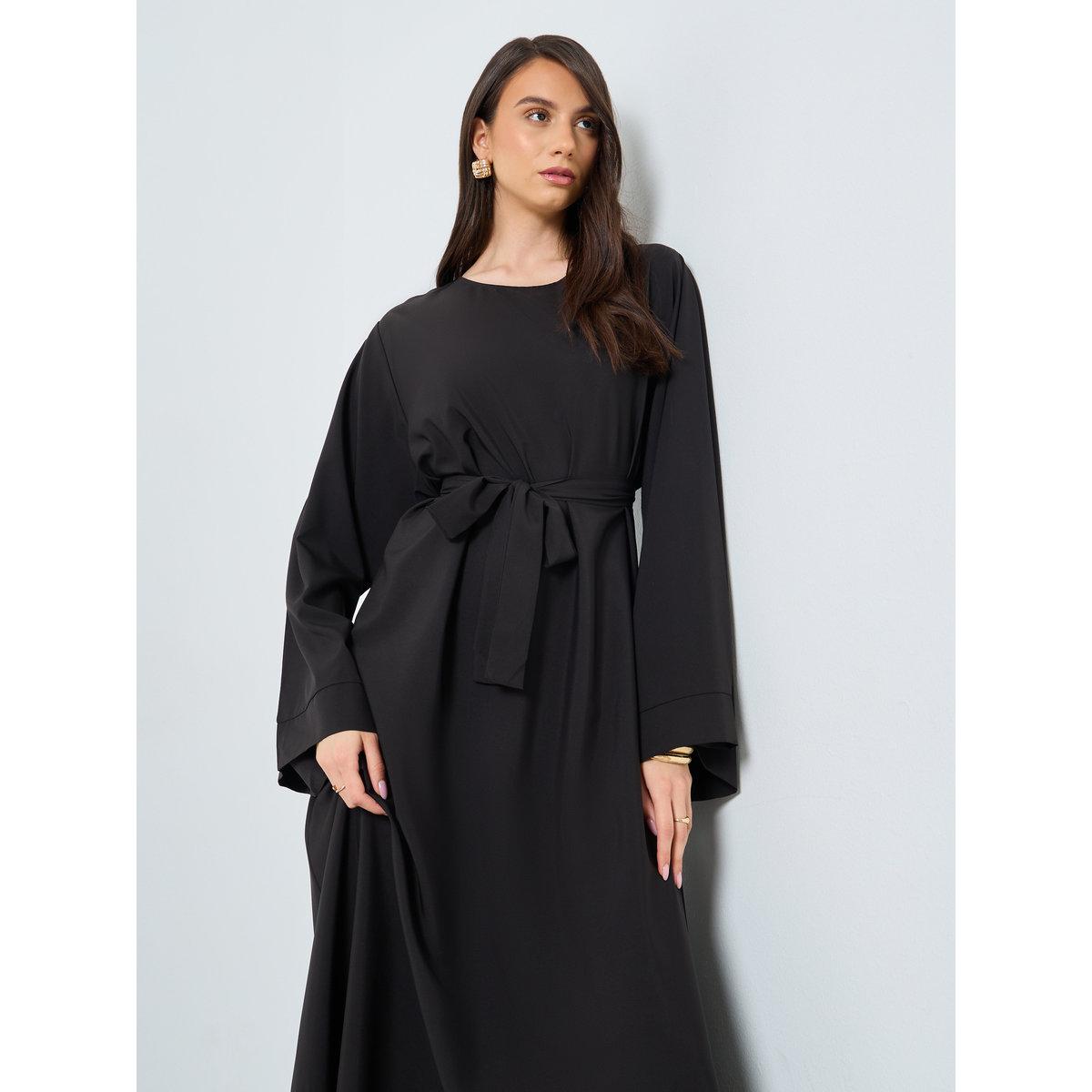 Take Two Solid Long Sleeve Belted Abaya-women-arabicclothing-abayas-image-3