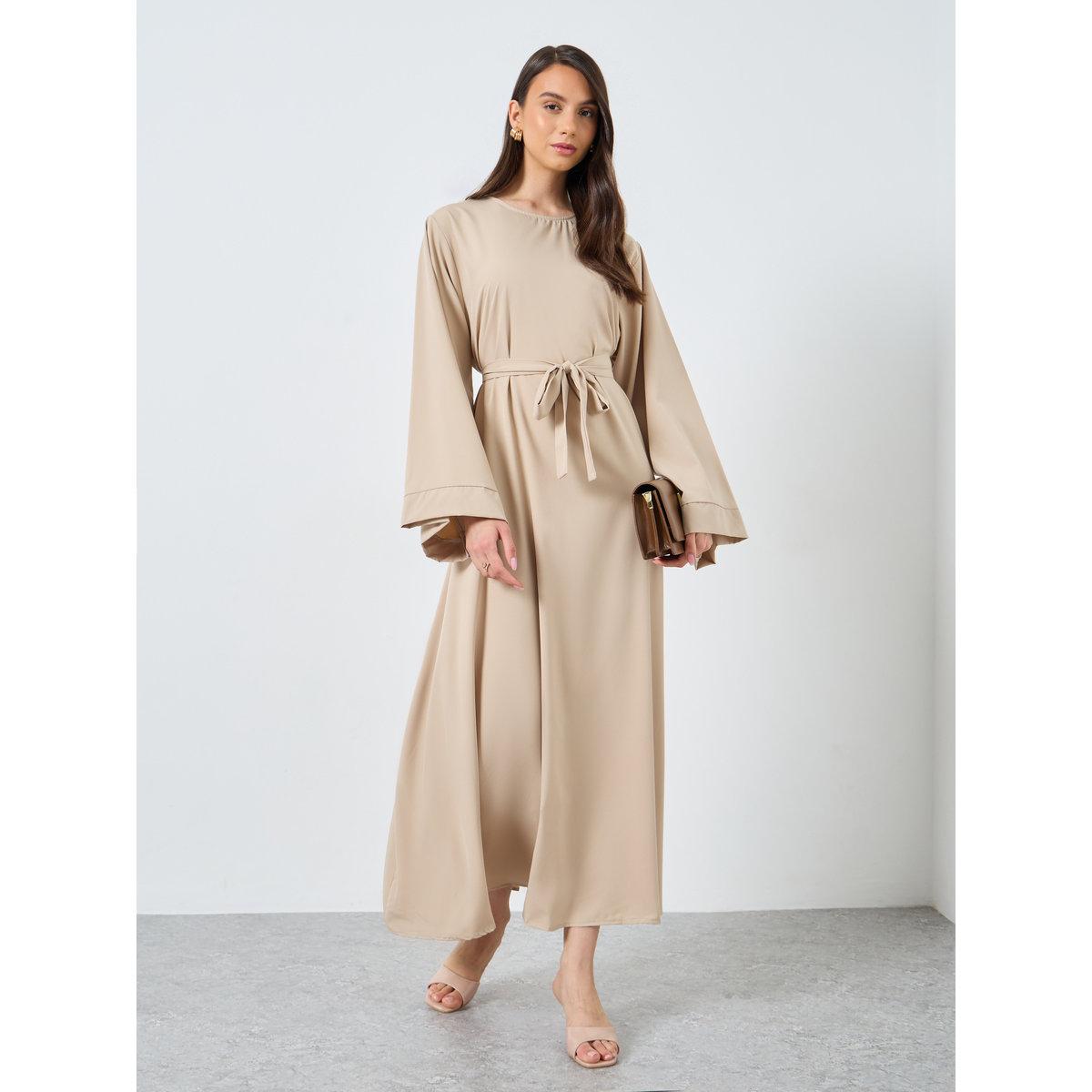 Take Two Solid Long Sleeve Belted Abaya-women-arabicclothing-abayas-image-1