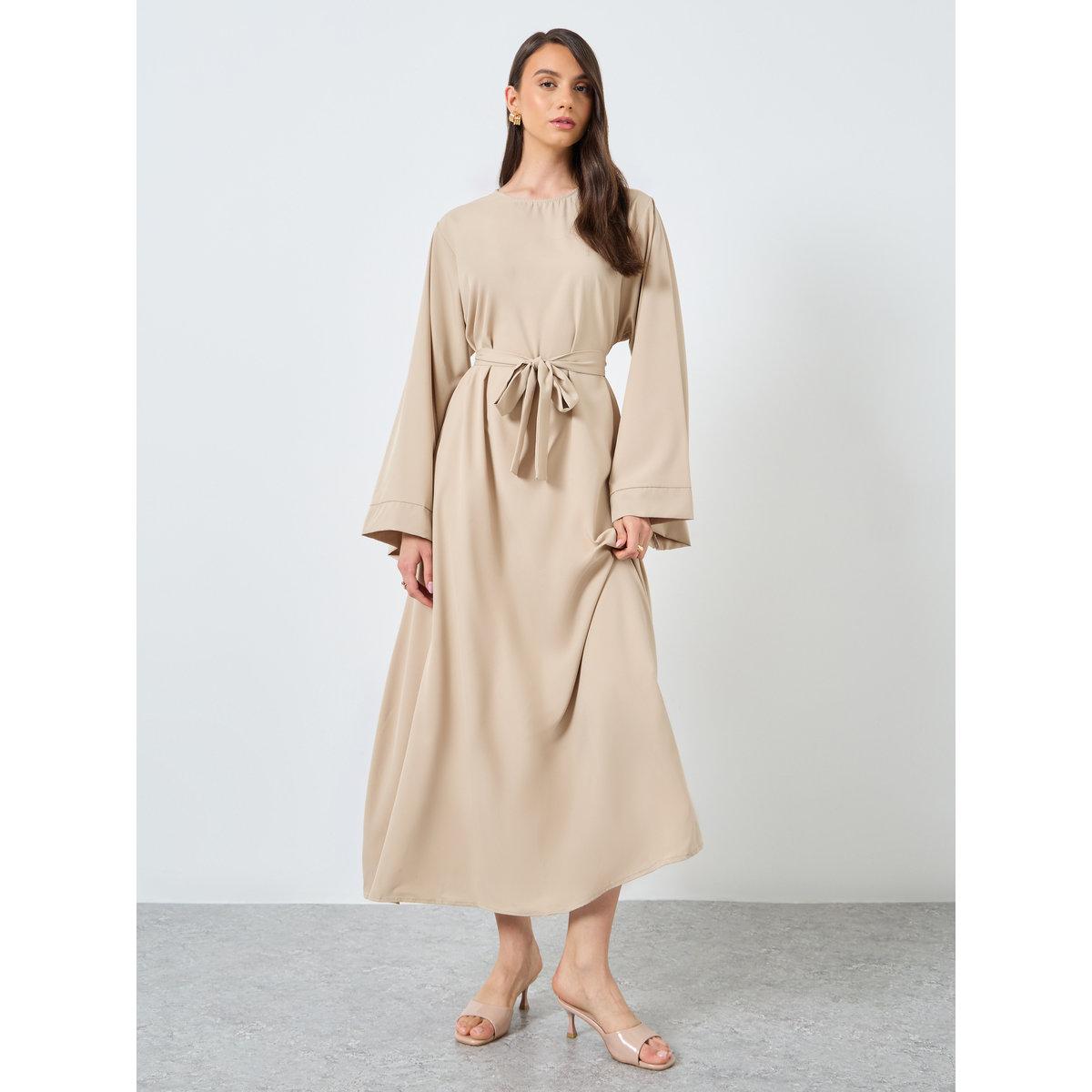 Take Two Solid Long Sleeve Belted Abaya-women-arabicclothing-abayas-image-2