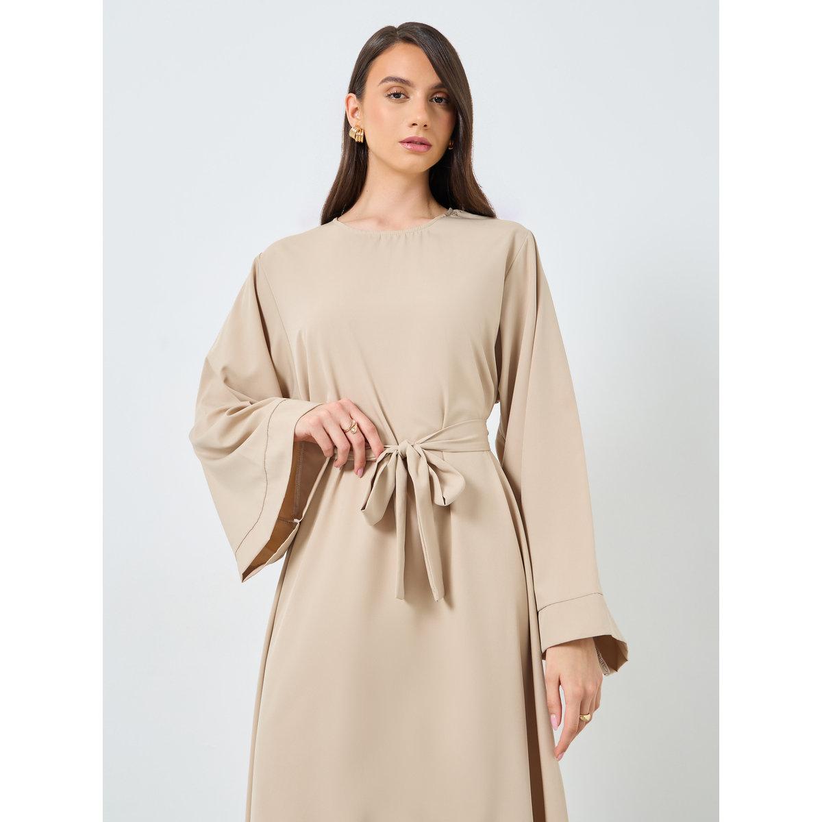 Take Two Solid Long Sleeve Belted Abaya-women-arabicclothing-abayas-image-3