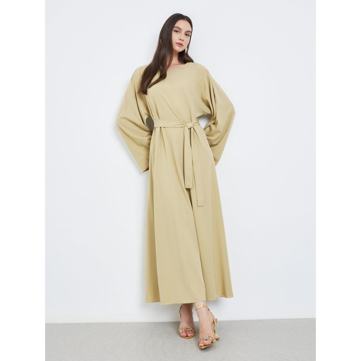 Take Two Solid Long Sleeve Belted Abaya-women-arabicclothing-abayas-image-2