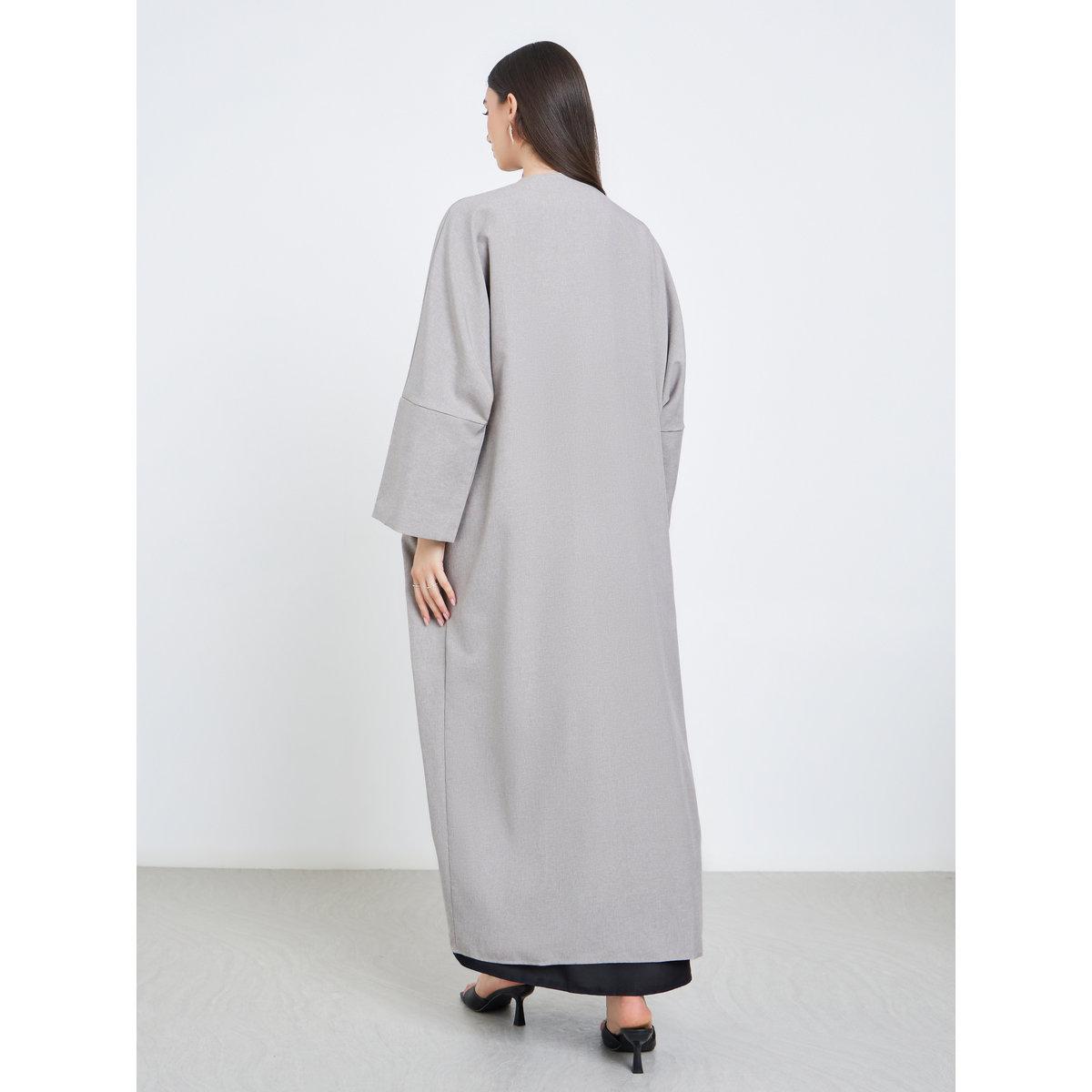 Take Two Grey Batwing Sleeve Open Front Abaya-women-arabicclothing-abayas-image-5