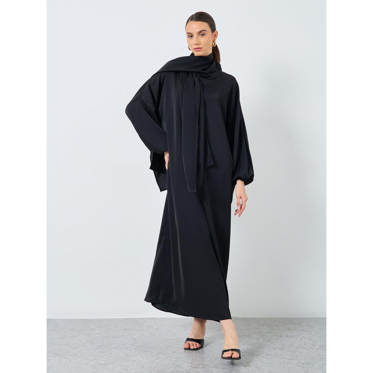 Take Two Solid Long Sleeve Hooded Pocket Detail Abaya-women-arabicclothing-abayas-image-1