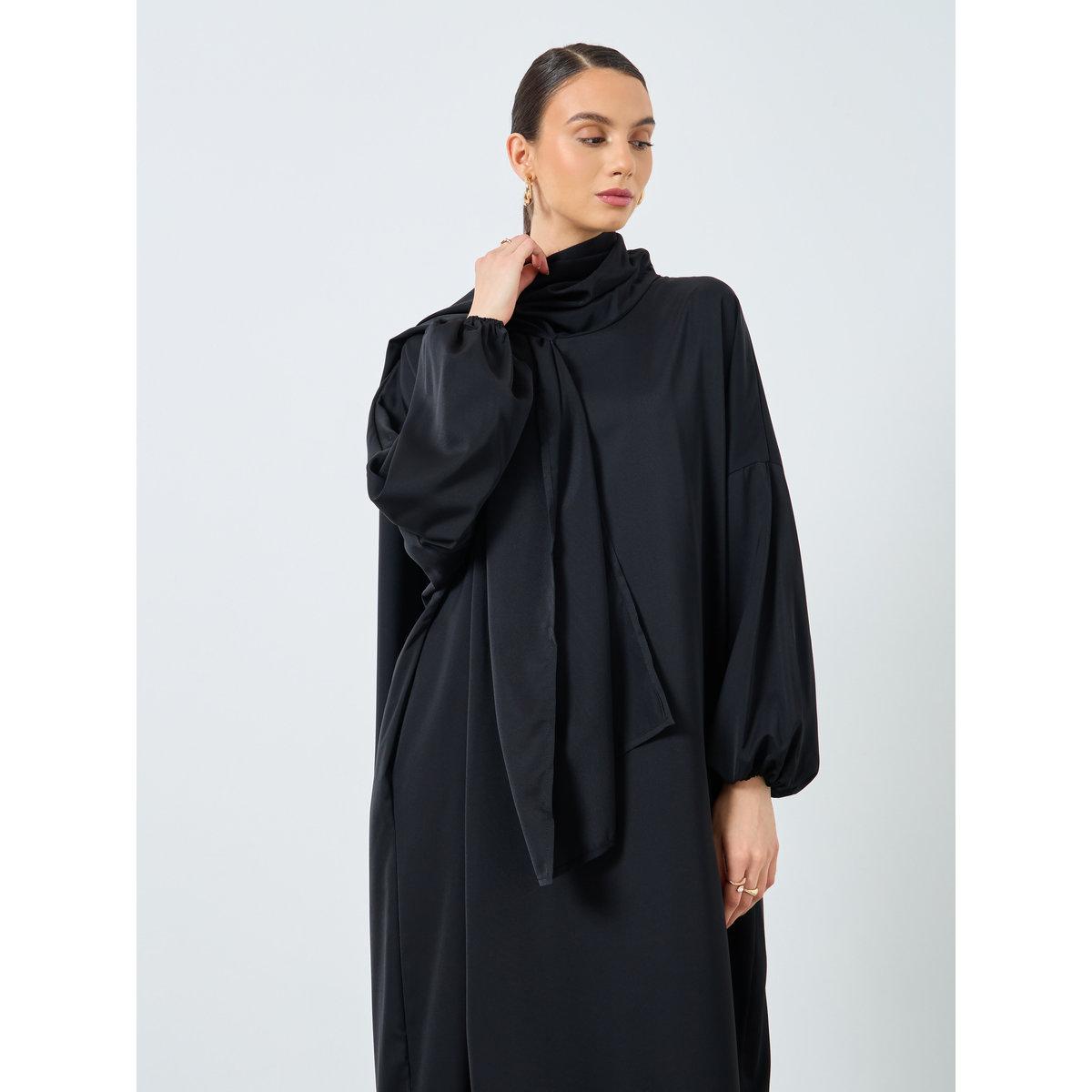 Take Two Solid Long Sleeve Hooded Pocket Detail Abaya-women-arabicclothing-abayas-image-3