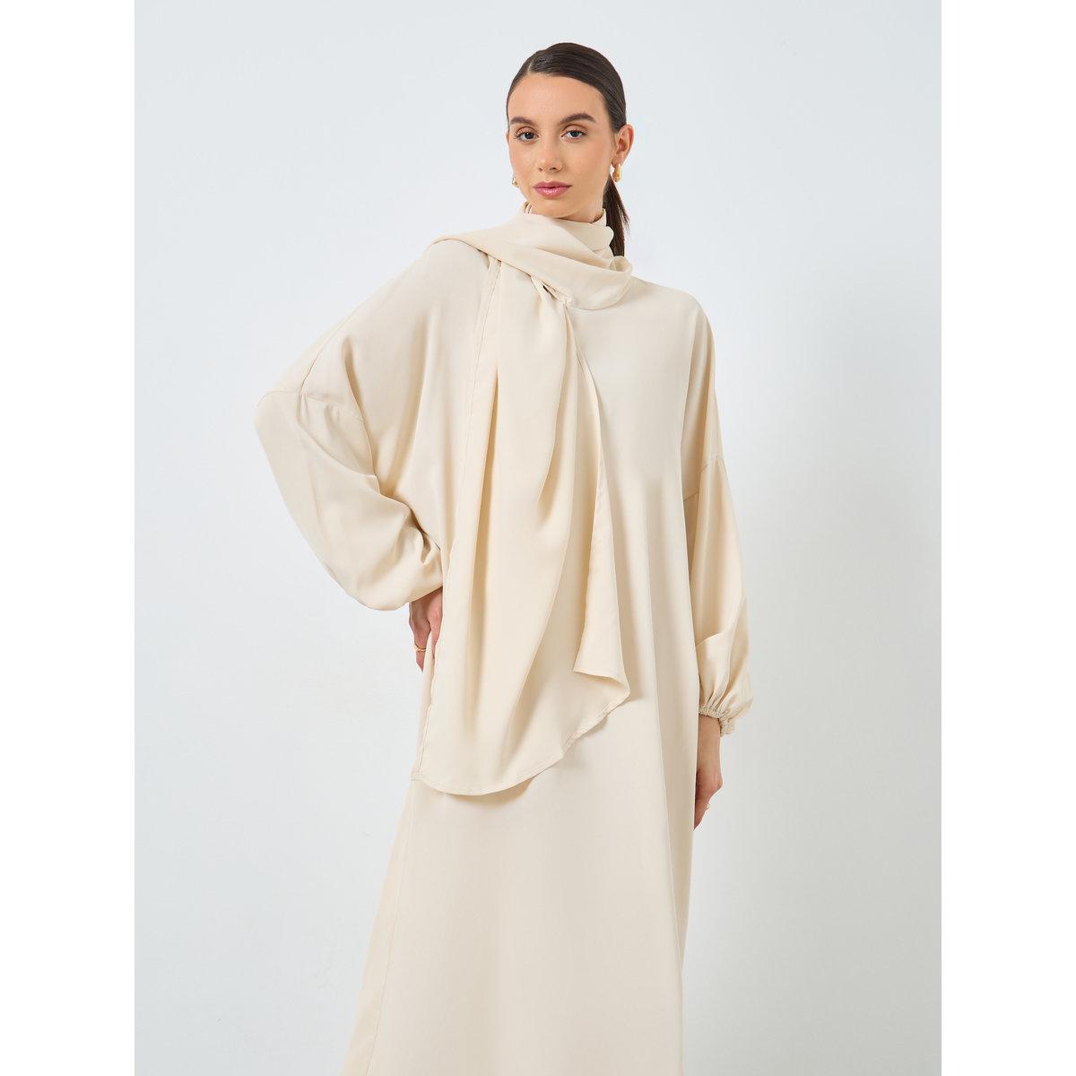 عباية بأكمام طويلة وغطاء رأس مع جيوب-women-arabicclothing-abayas-image-3