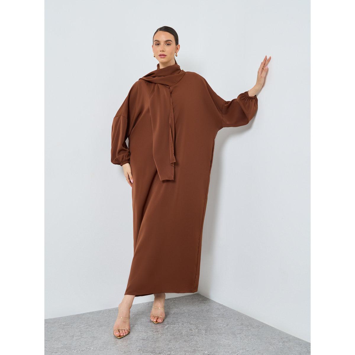 Take Two Solid Long Sleeve Hooded Pocket Detail Abaya-women-arabicclothing-abayas-image-2