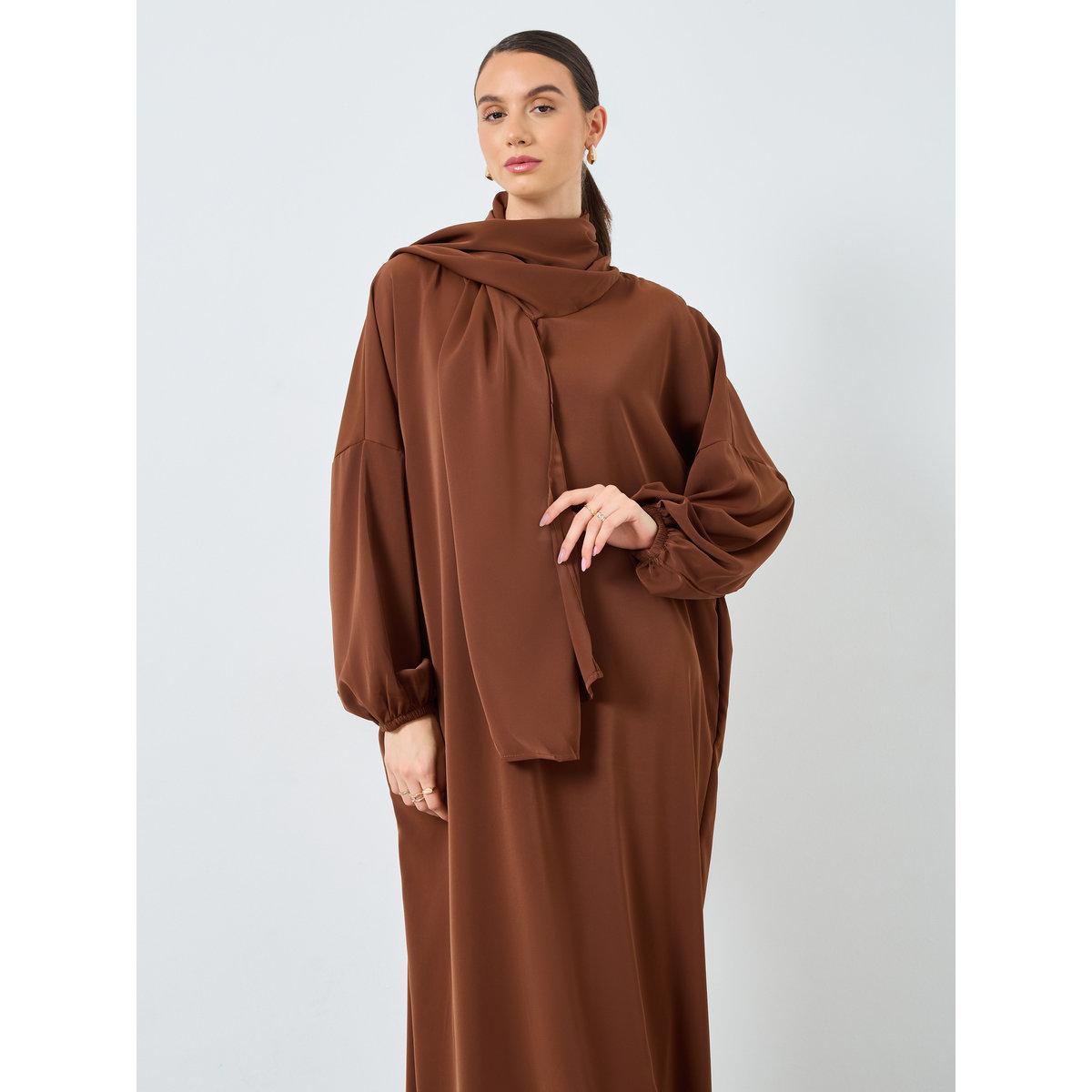عباية بأكمام طويلة وغطاء رأس مع جيوب-women-arabicclothing-abayas-image-3