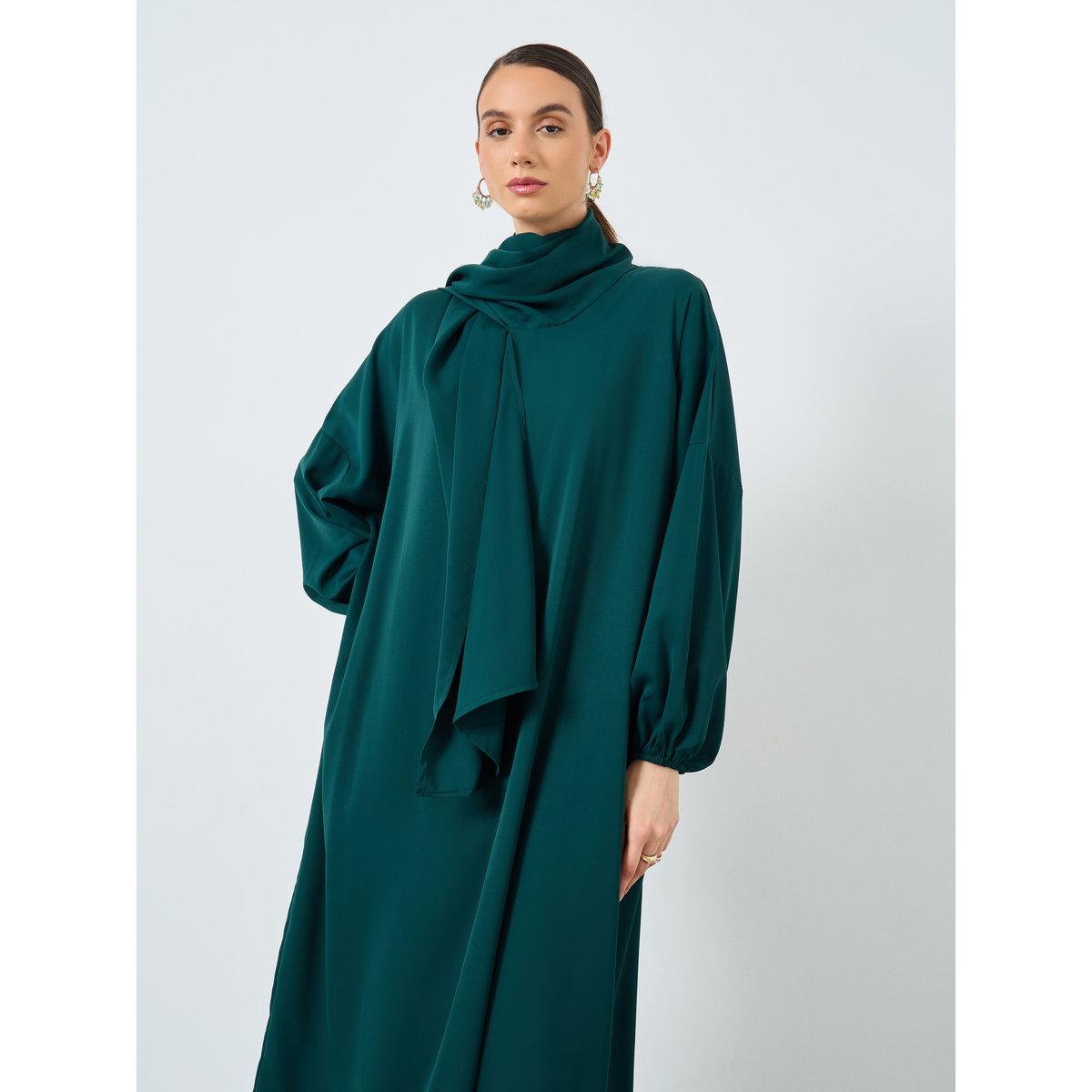 Take Two Solid Long Sleeve Hooded Pocket Detail Abaya-women-arabicclothing-abayas-image-3