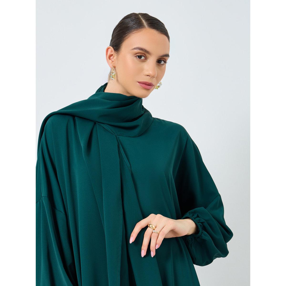 عباية بأكمام طويلة وغطاء رأس مع جيوب-women-arabicclothing-abayas-image-4