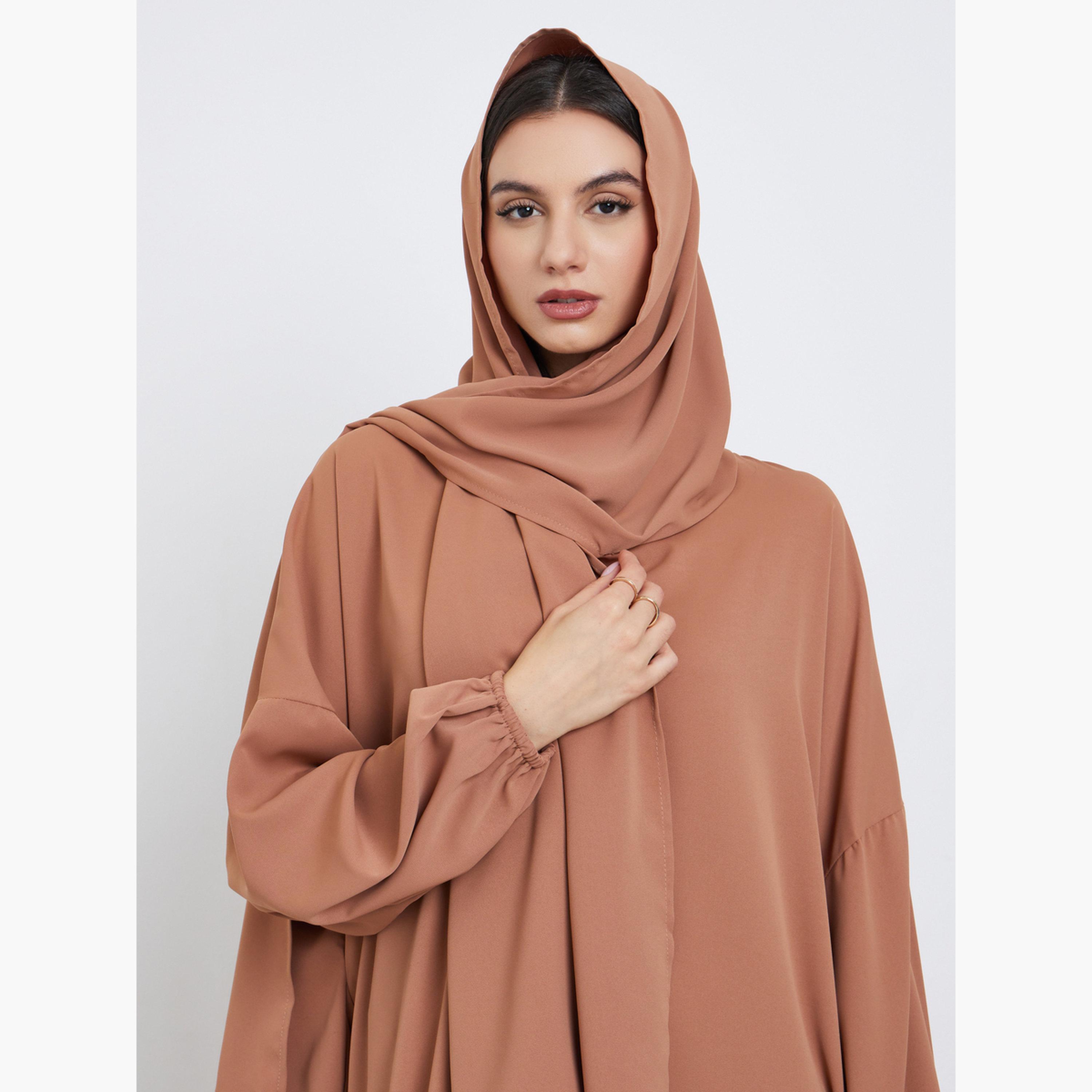 Take Two Rust Volume Sleeves Abaya with Matching Scarf-women-arabicclothing-abayas-image-3