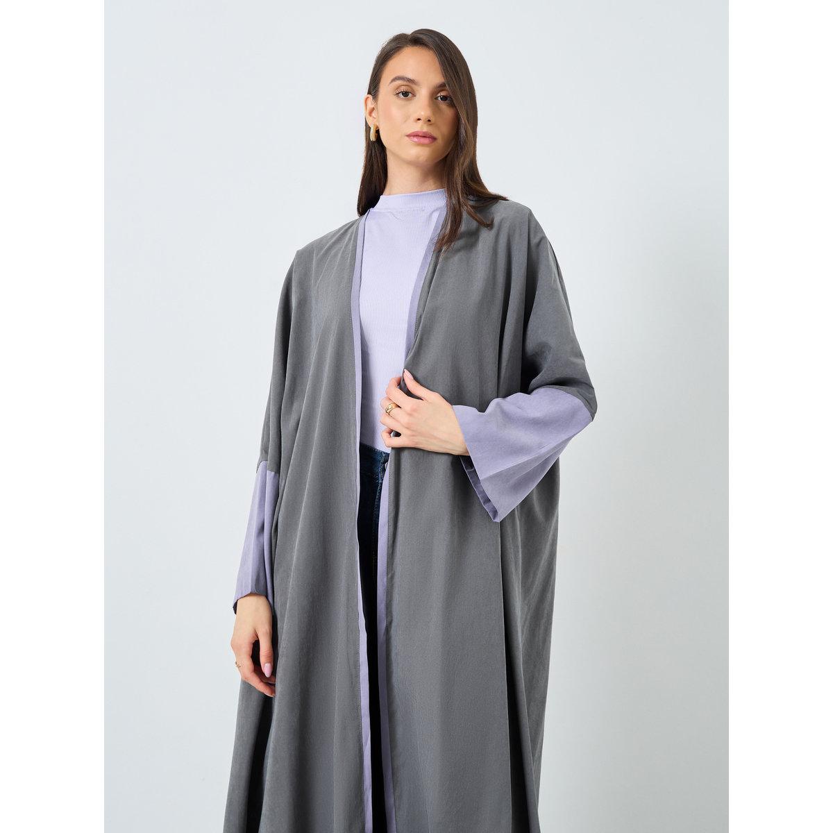 Take Two Colorblock Sleeve Open Front Abaya-women-arabicclothing-abayas-image-3