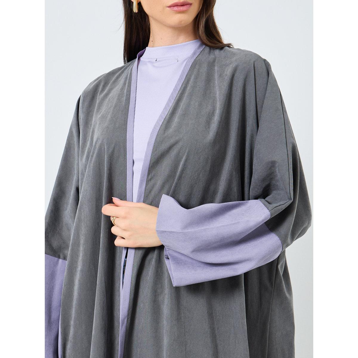 Take Two Colorblock Sleeve Open Front Abaya-women-arabicclothing-abayas-image-4