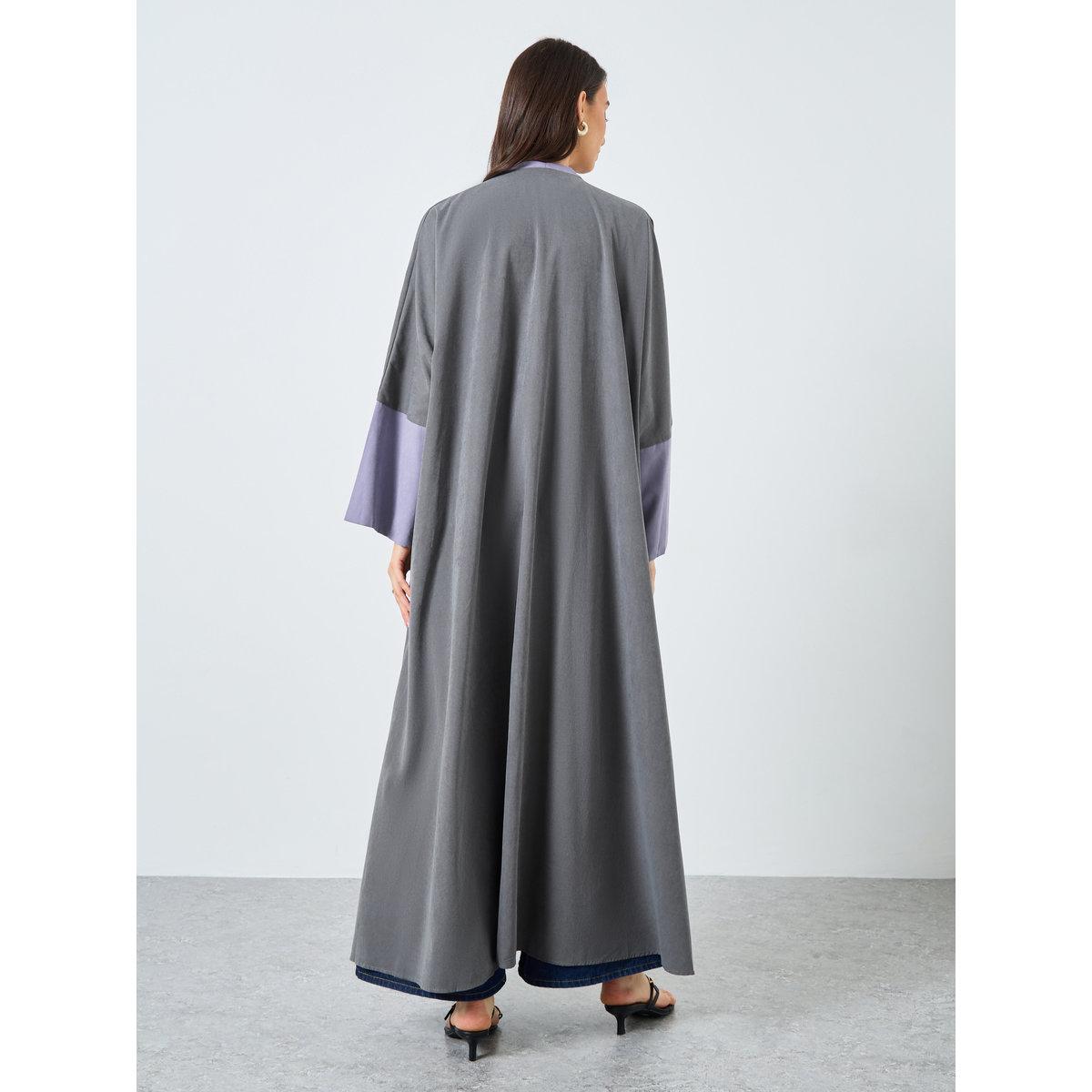 Take Two Colorblock Sleeve Open Front Abaya-women-arabicclothing-abayas-image-5