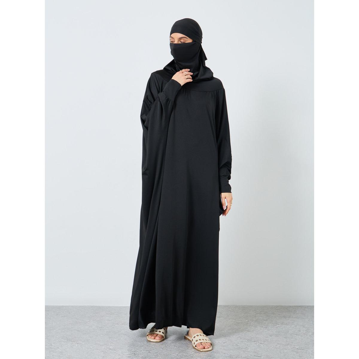 Take Two Solid Batwing Sleeve Hooded Abaya-women-arabicclothing-prayerclothing-image-5