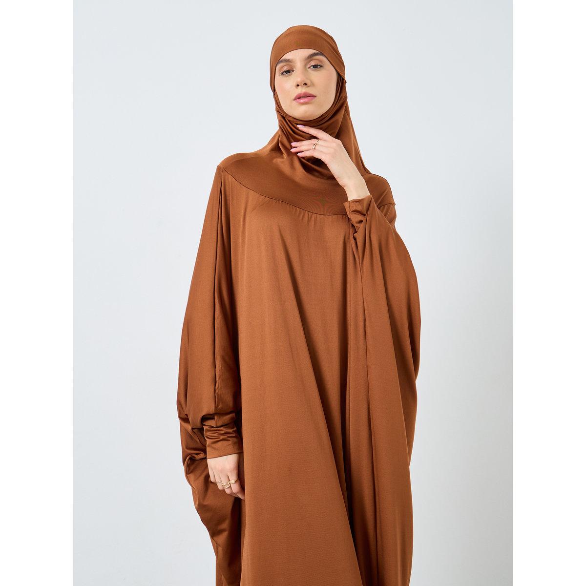 Take Two Solid Batwing Sleeve Hooded Abaya-women-arabicclothing-prayerclothing-image-2