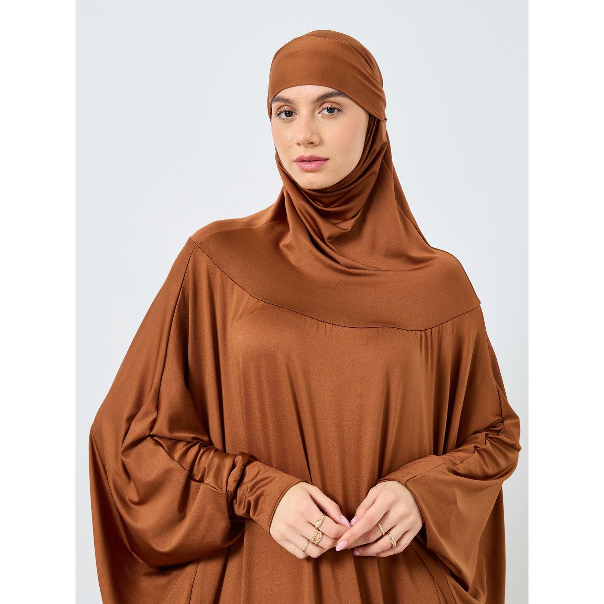 Take Two Solid Batwing Sleeve Hooded Abaya-women-arabicclothing-prayerclothing-image-3