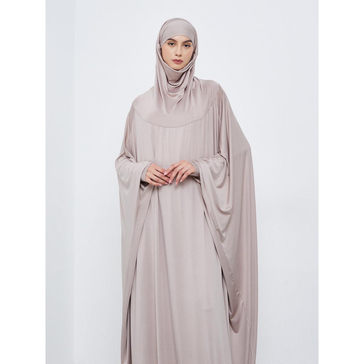 Take Two Grey Batwing Sleeve Hooded Abaya-women-arabicclothing-abayas-image-2