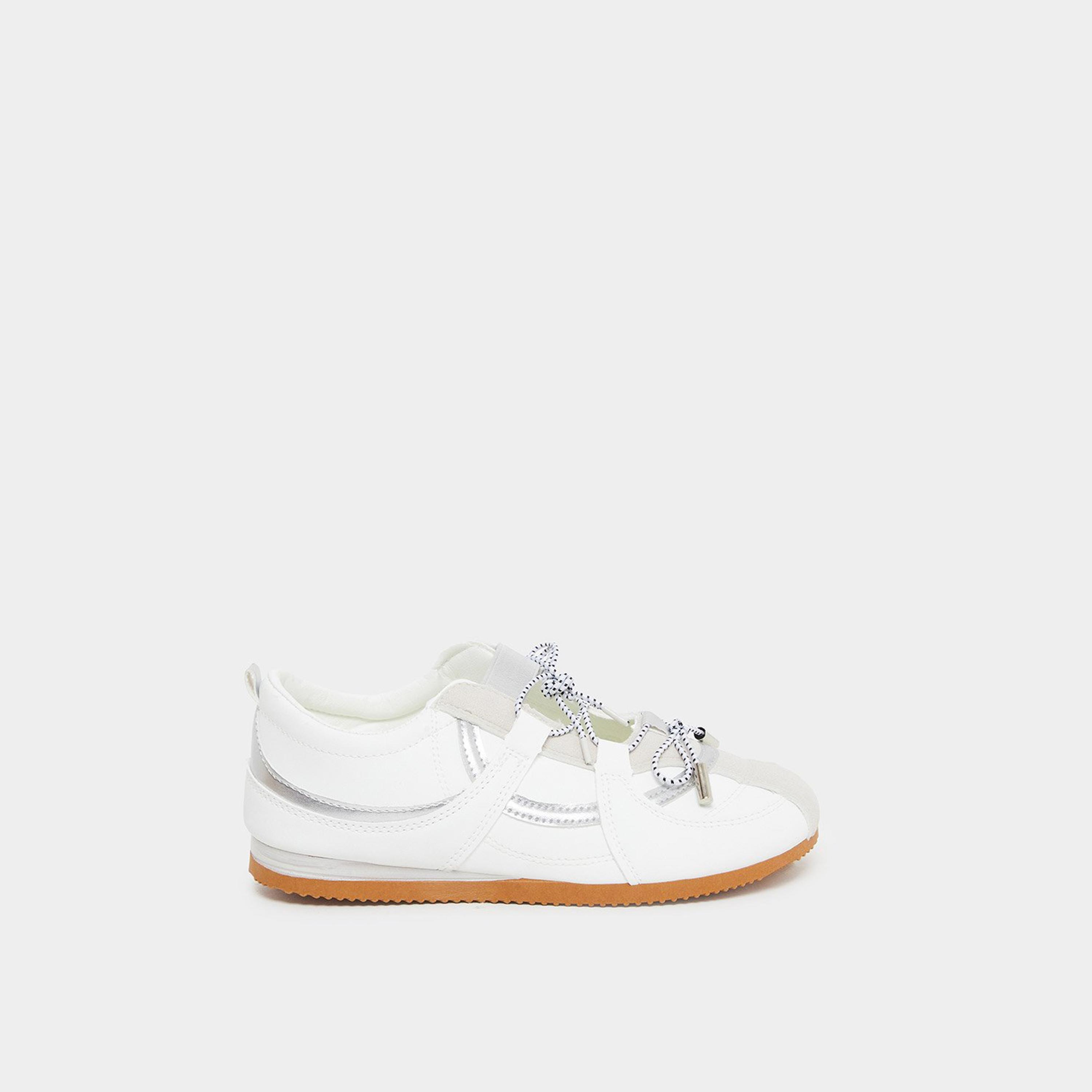 ستايلي - حذاء رياضي أبيض من الجلد برباط-women-shoes-sneakers-image-3