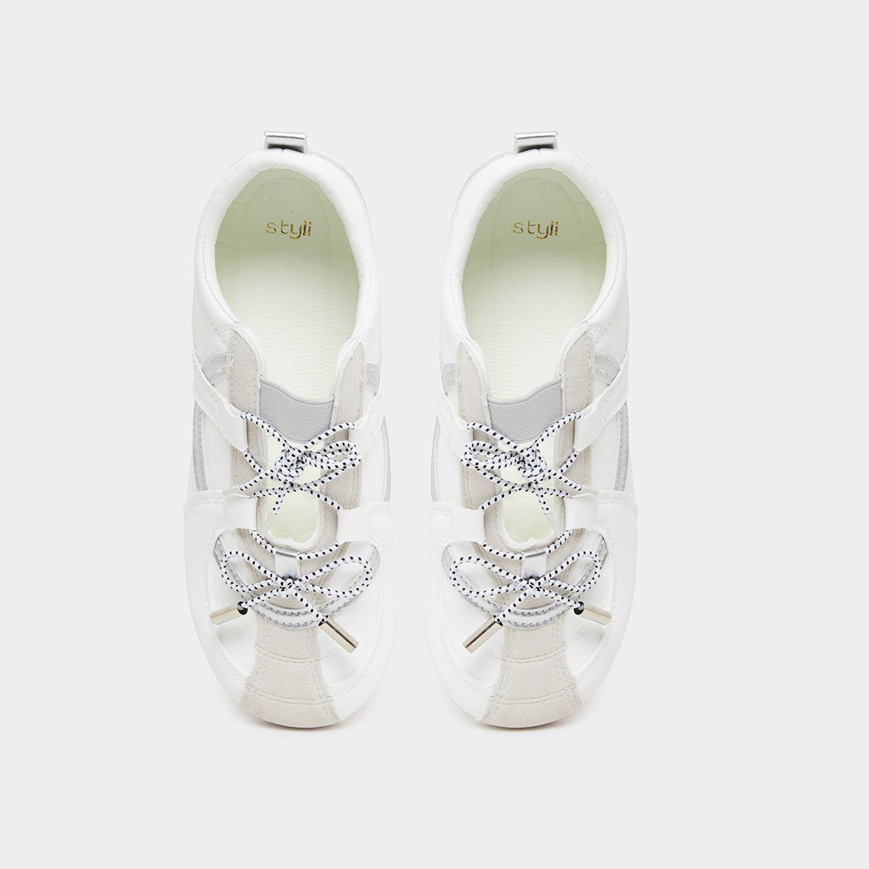 ستايلي - حذاء رياضي أبيض من الجلد برباط-women-shoes-sneakers-image-6