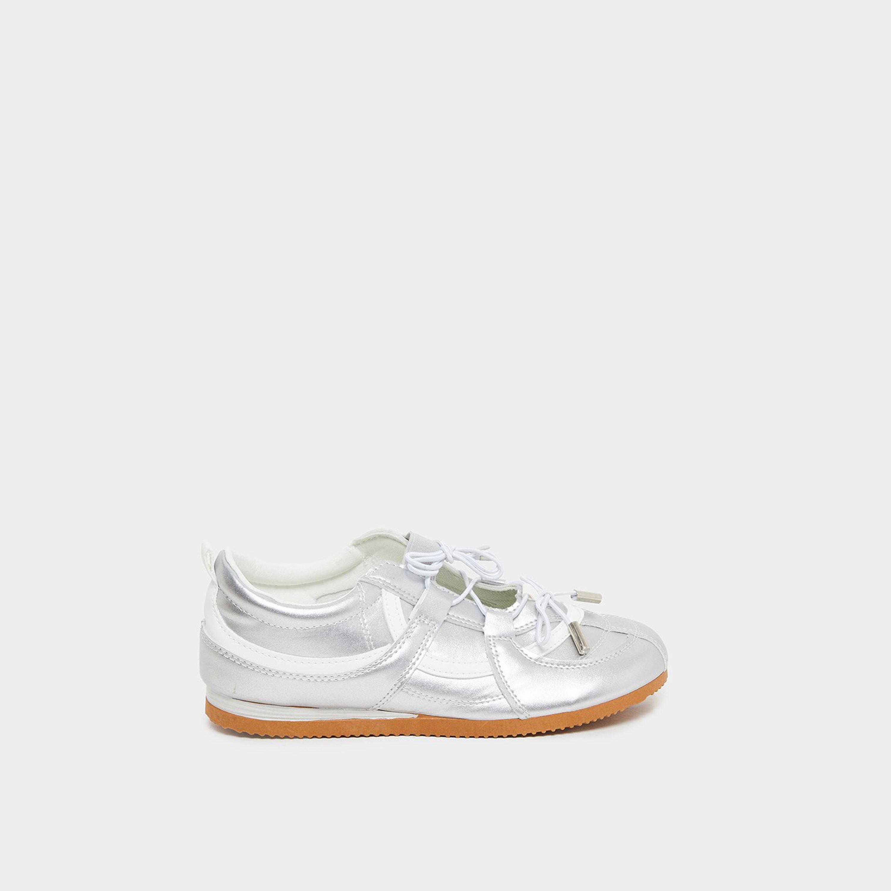 Styli Women Silver Metallic Lace Up Sneakers-women-shoes-sneakers-image-3