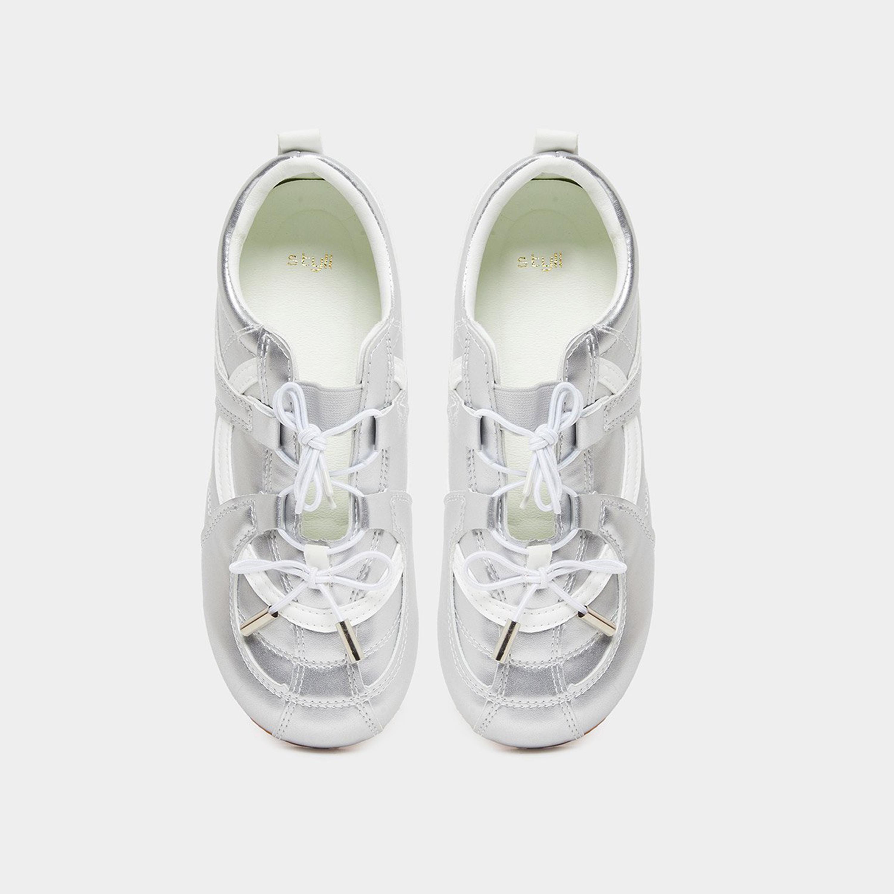 Styli Women Silver Metallic Lace Up Sneakers-women-shoes-sneakers-image-6
