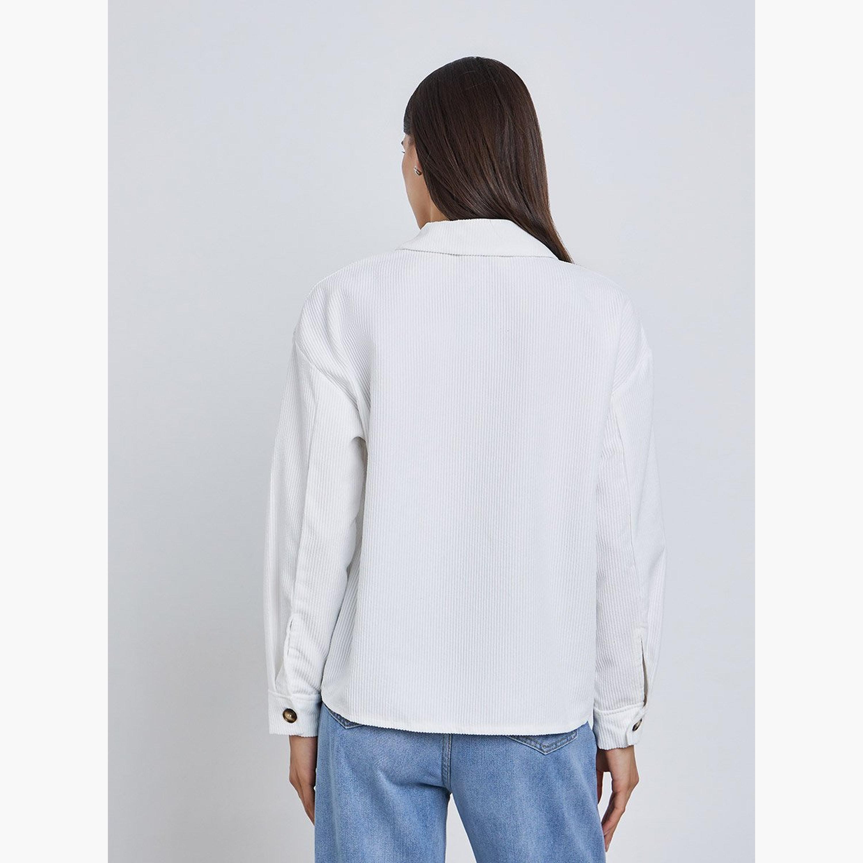 Take Two Women White Corduroy Utility Jacket-women-winterwear-coatsandjackets-jackets-image-5