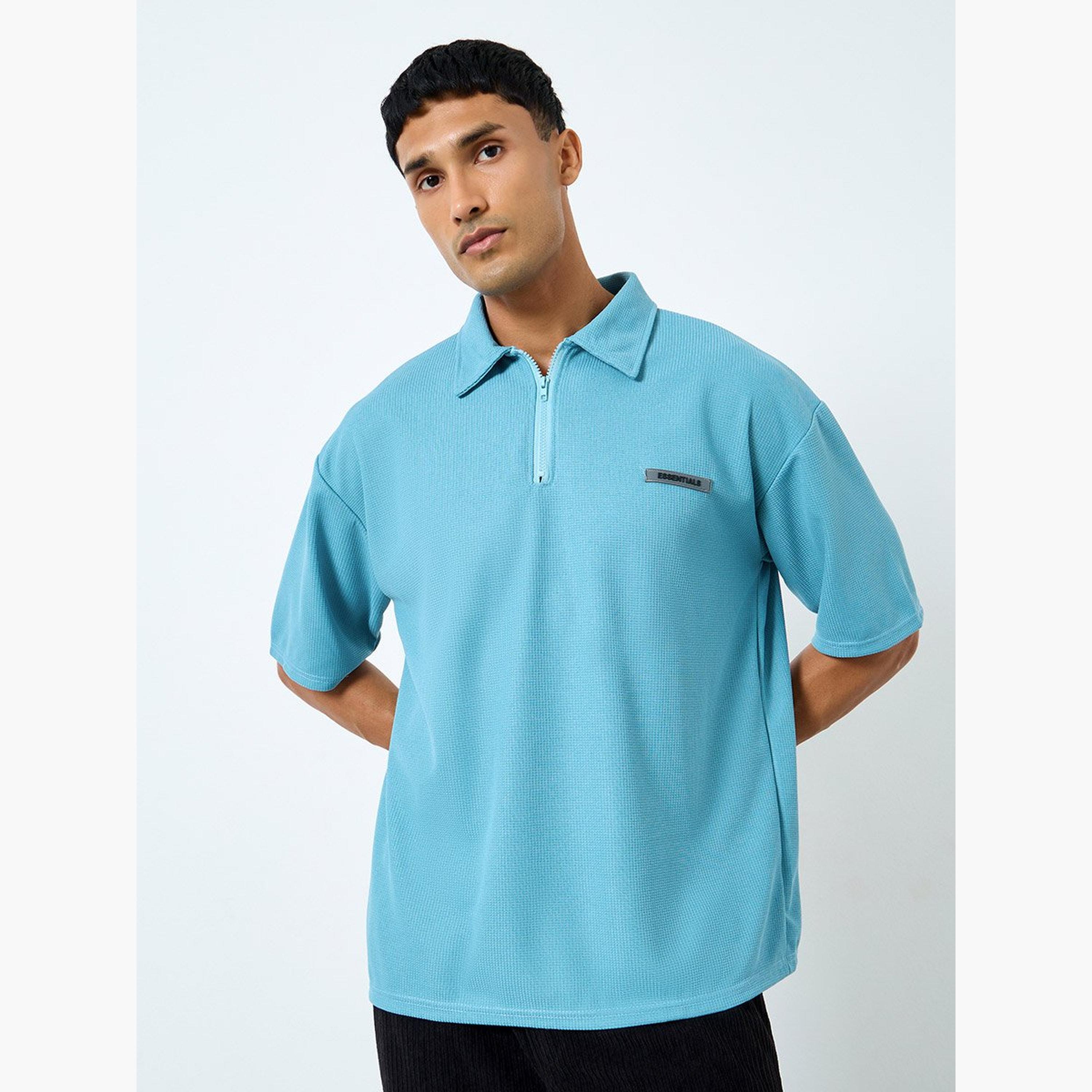 ستايلي - قميص بولو للرجال مقاس كبير لون أزرق مع سحاب ربع-men-clothing-tshirtsandpolos-polos-image-1