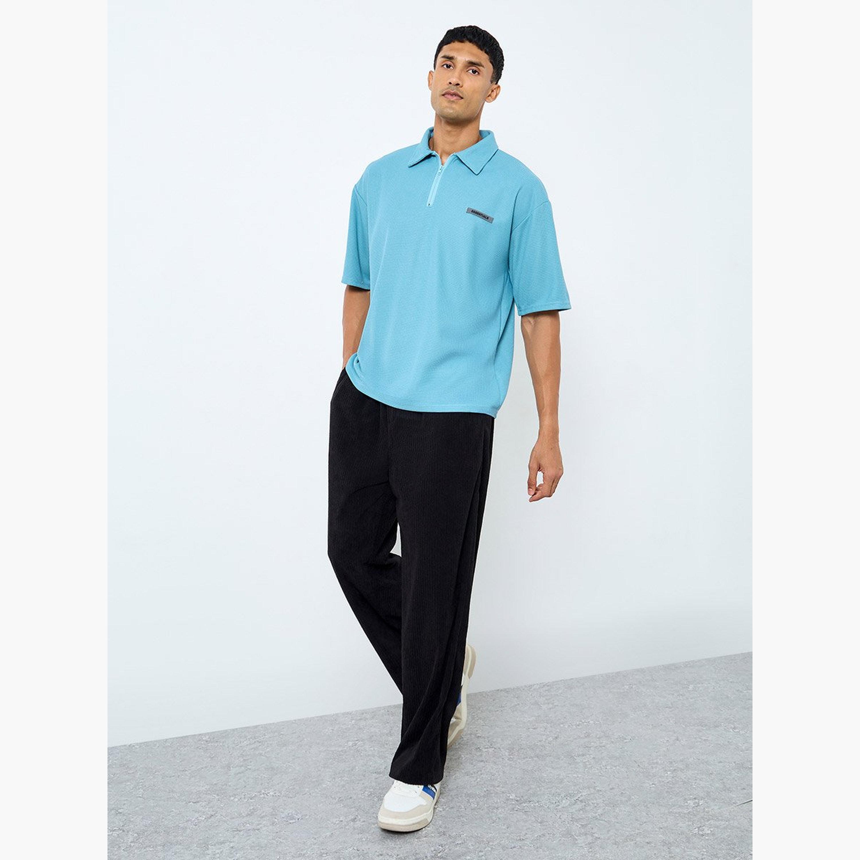 ستايلي - قميص بولو للرجال مقاس كبير لون أزرق مع سحاب ربع-men-clothing-tshirtsandpolos-polos-image-2
