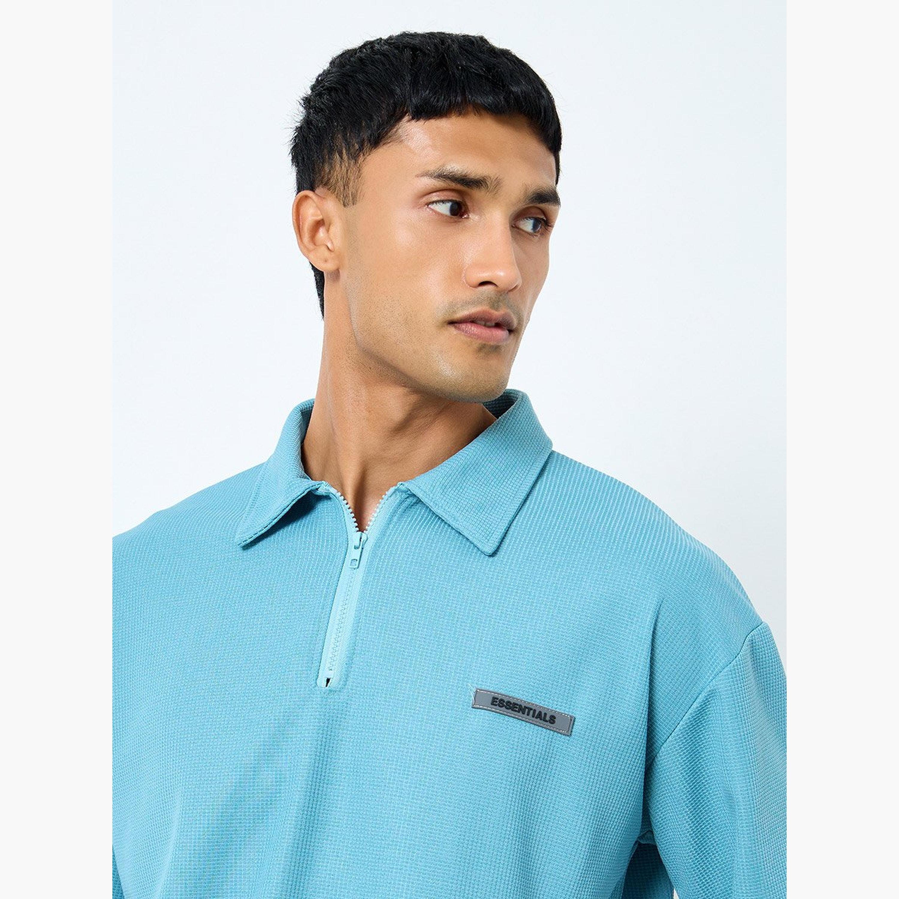 ستايلي - قميص بولو للرجال مقاس كبير لون أزرق مع سحاب ربع-men-clothing-tshirtsandpolos-polos-image-3