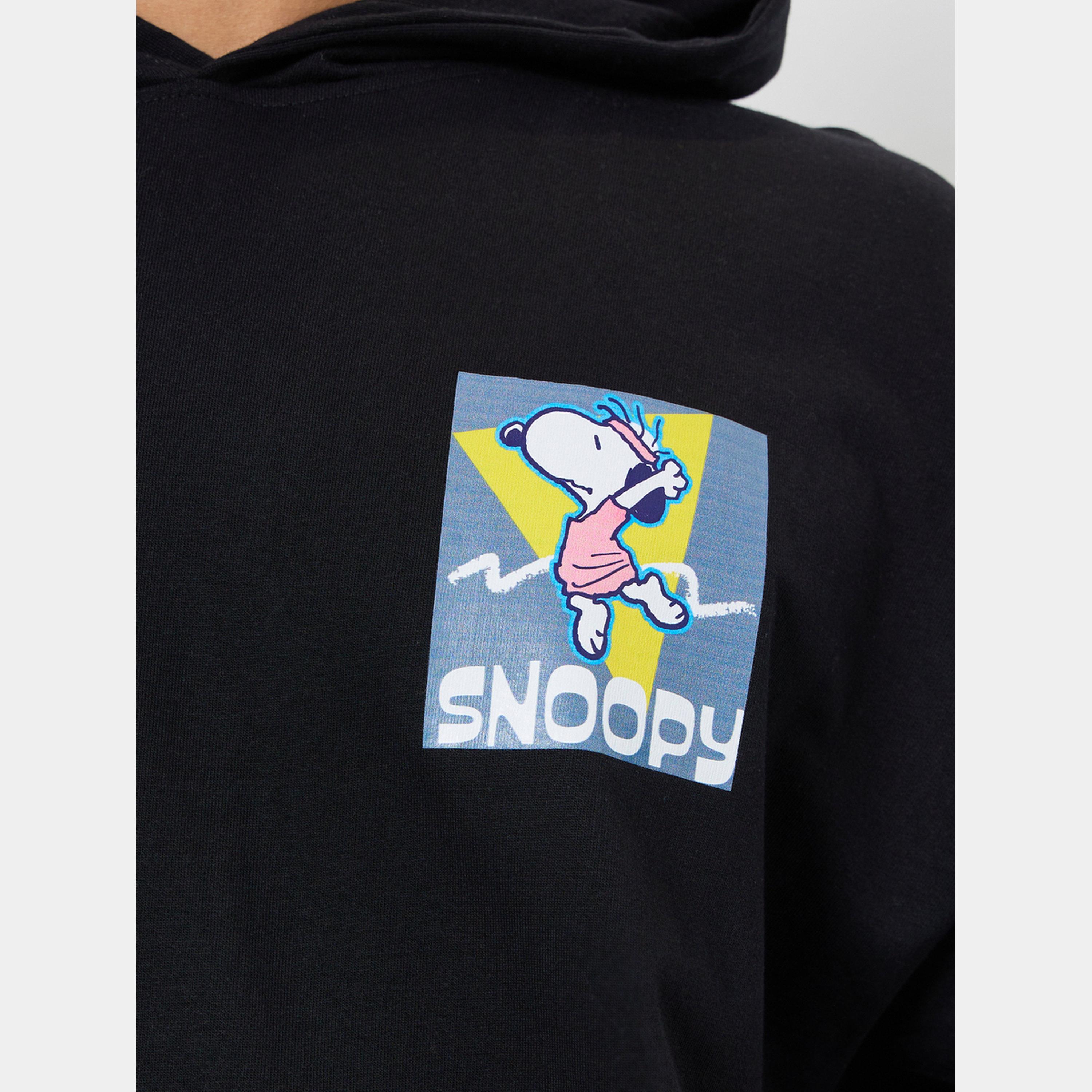 Styli Men Black Snoopy Graphic Print Oversized Hoodie-men-winterwear-hoodiesandsweatshirts-image-4