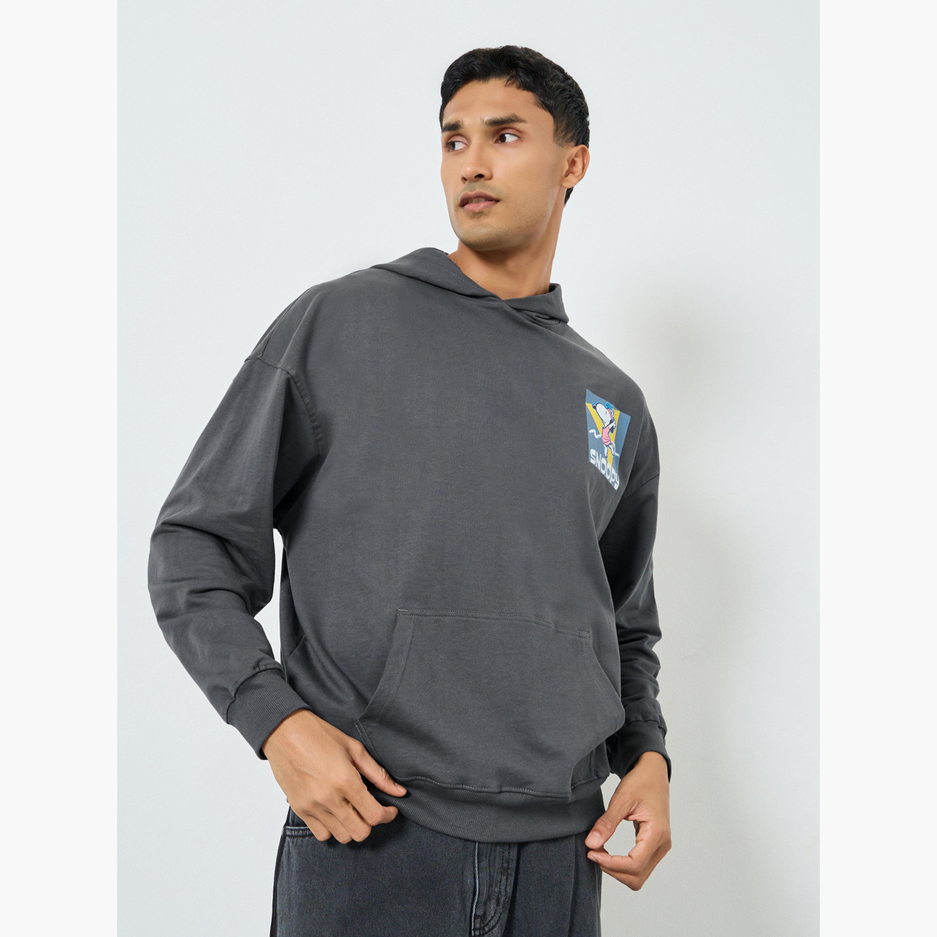 Styli Men Grey Snoopy Graphic Oversized Hoodie-men-winterwear-hoodiesandsweatshirts-image-1
