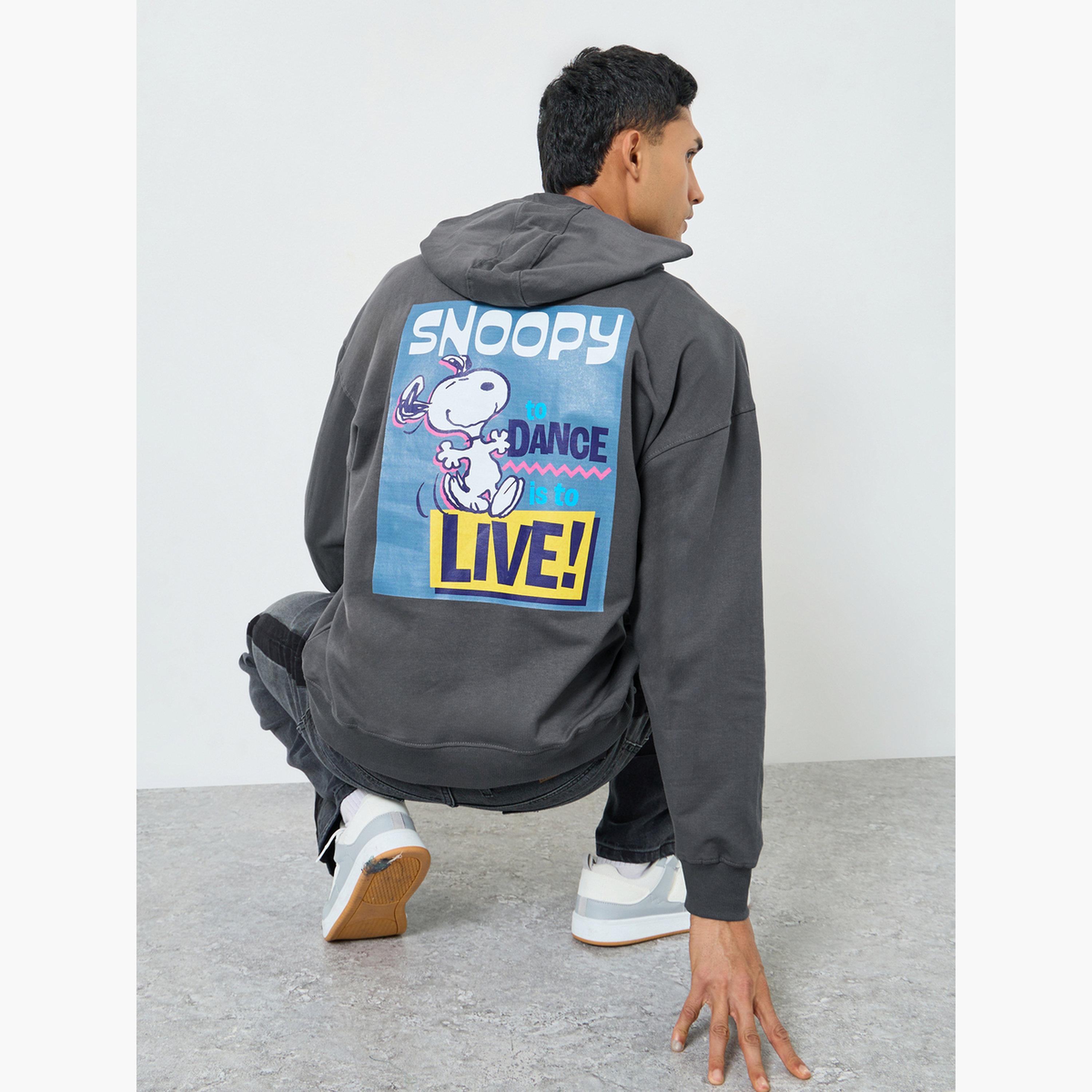 Styli Men Grey Snoopy Graphic Oversized Hoodie-men-winterwear-hoodiesandsweatshirts-image-3