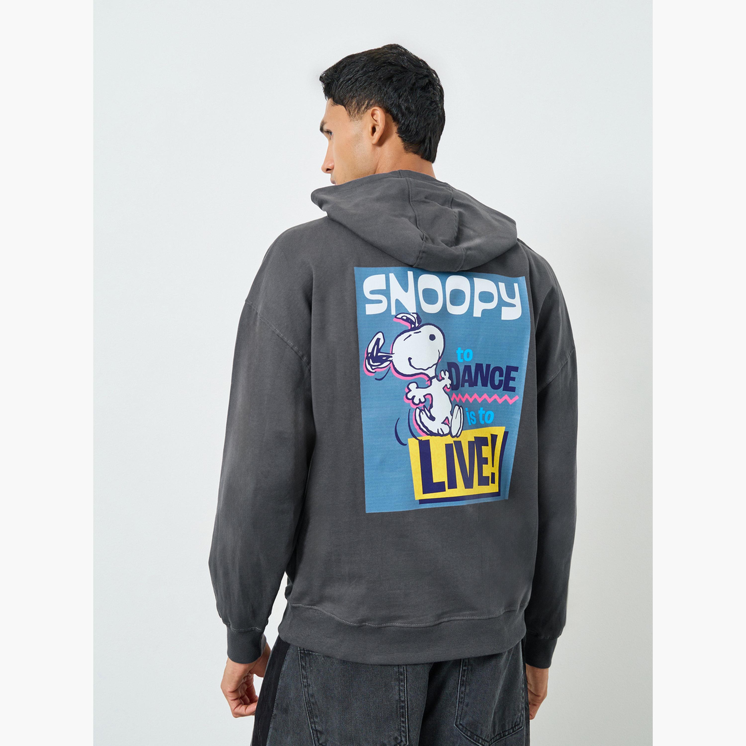 Styli Men Grey Snoopy Graphic Oversized Hoodie-men-winterwear-hoodiesandsweatshirts-image-4