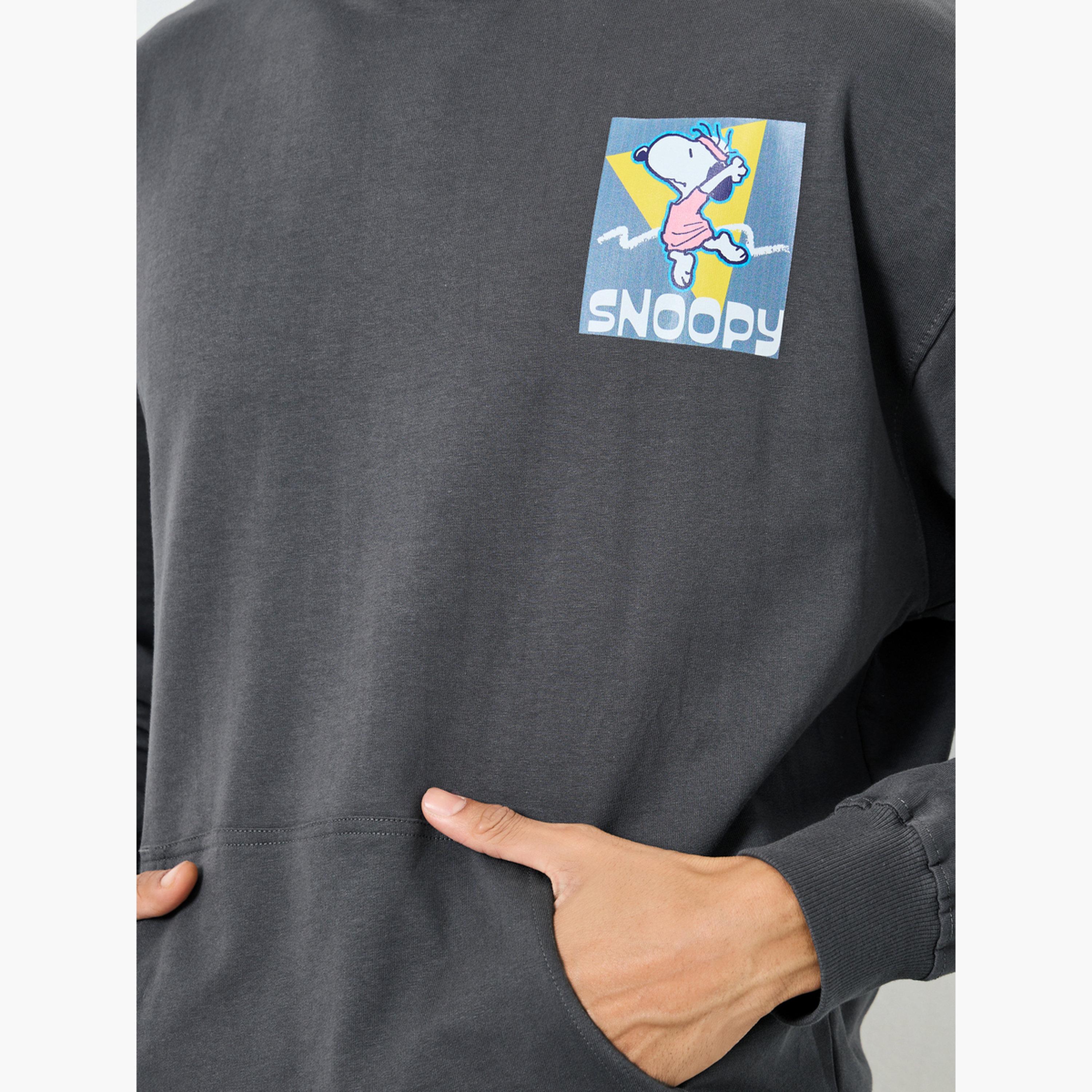 Styli Men Grey Snoopy Graphic Oversized Hoodie-men-winterwear-hoodiesandsweatshirts-image-5