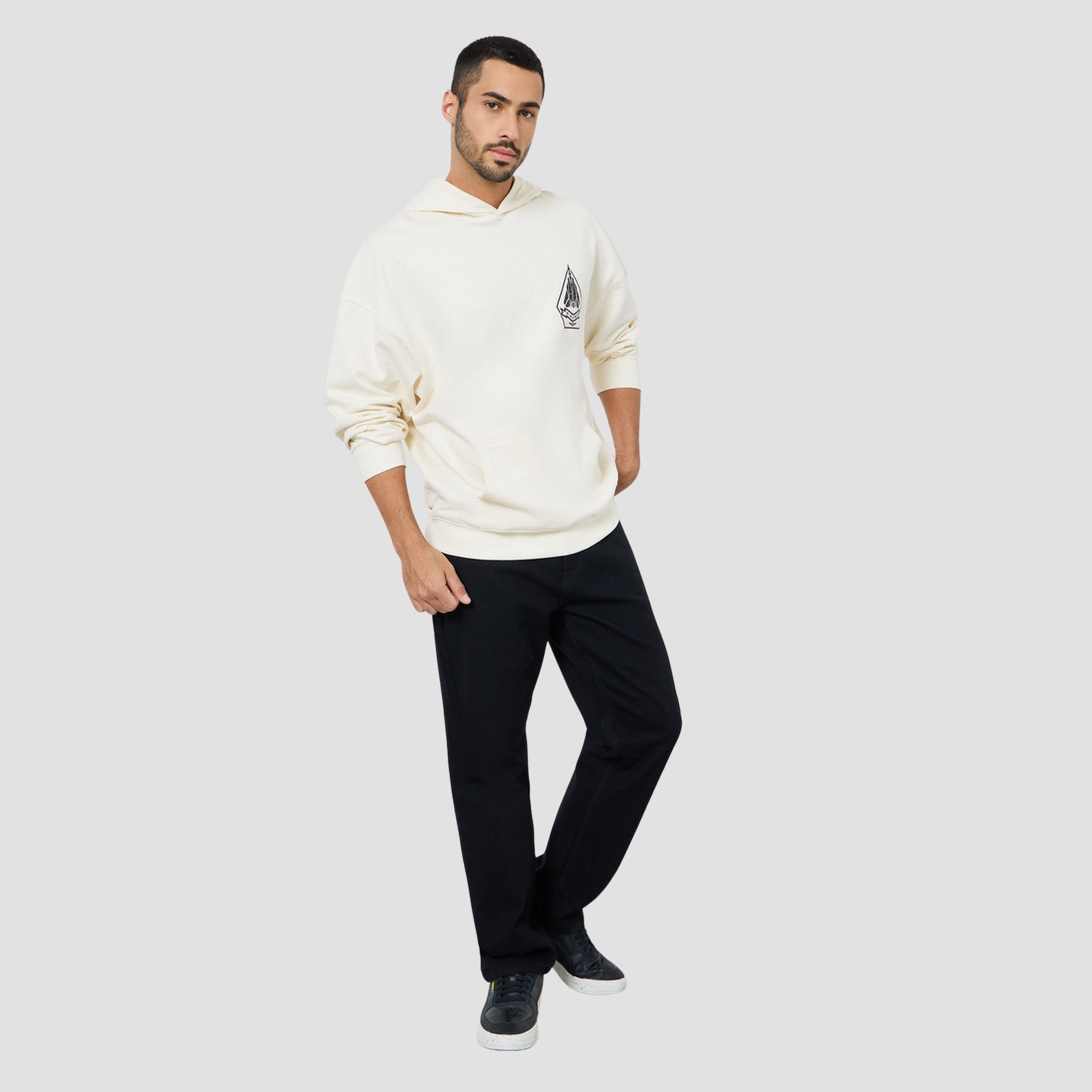 Styli Men Cream Graphic Print Oversized Hoodie-men-winterwear-hoodiesandsweatshirts-image-2