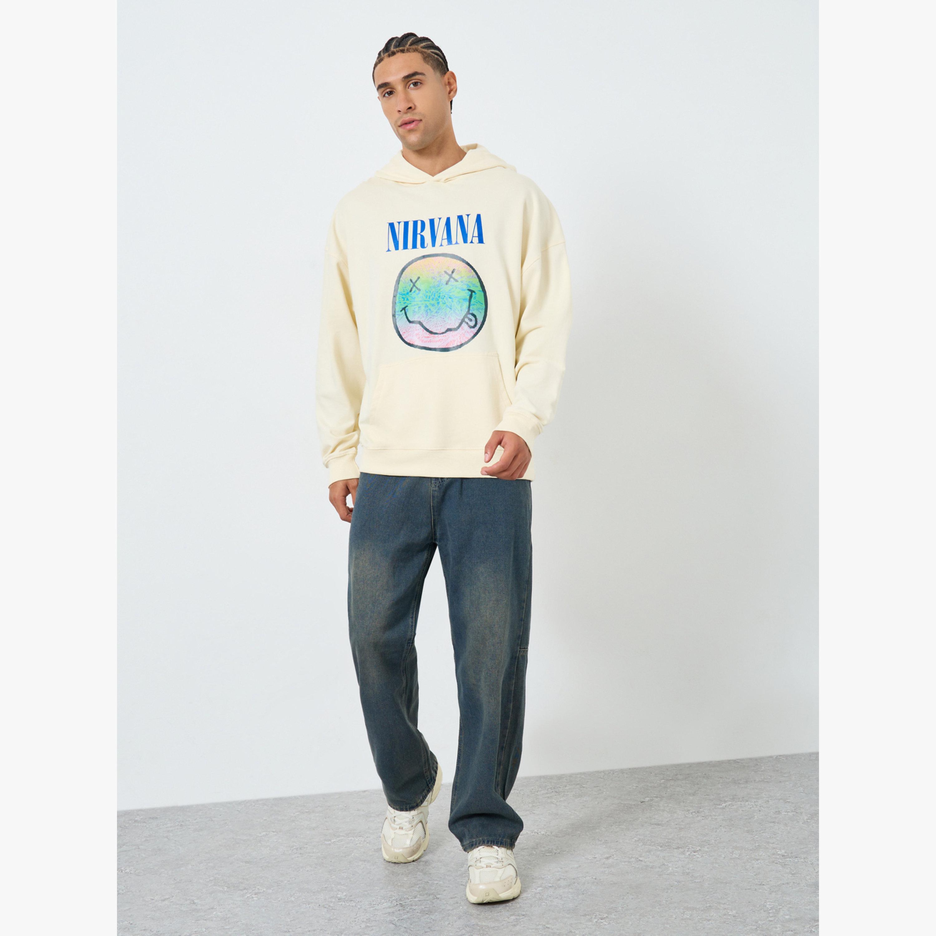 Styli Men Cream Nirvana Graphic Oversized Hoodie-men-clothing-hoodiesandsweatshirts-image-2