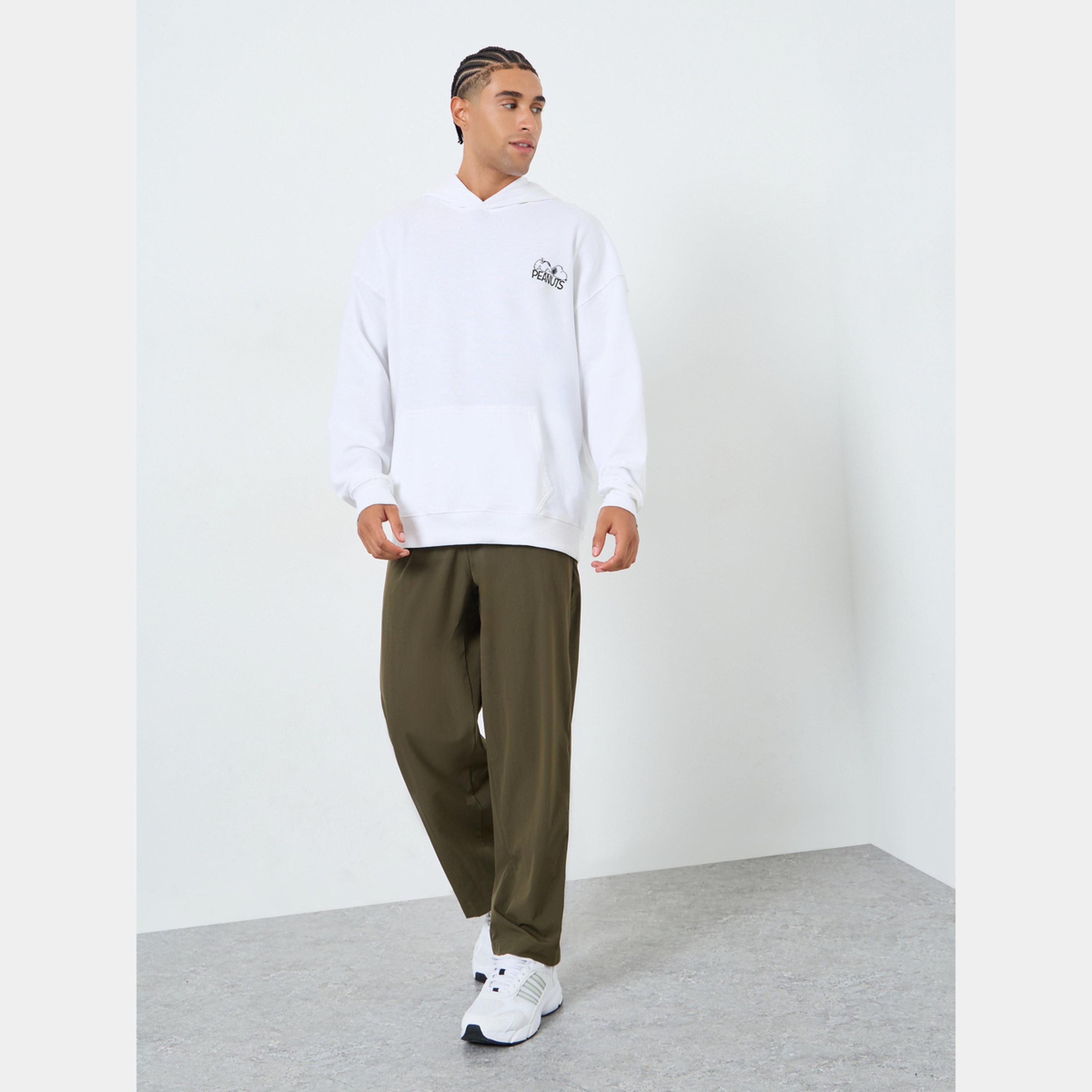 Styli Men White Snoopy Graphic Print Oversized Hoodie-men-winterwear-hoodiesandsweatshirts-image-2