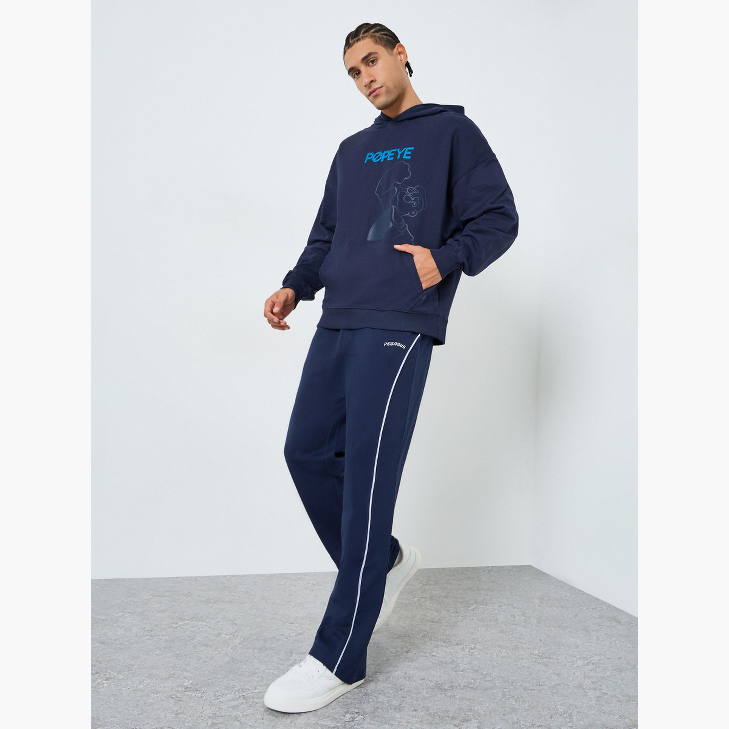 Styli Men Navy Blue Popeye Graphic Print Hoodie-men-winterwear-hoodiesandsweatshirts-image-2