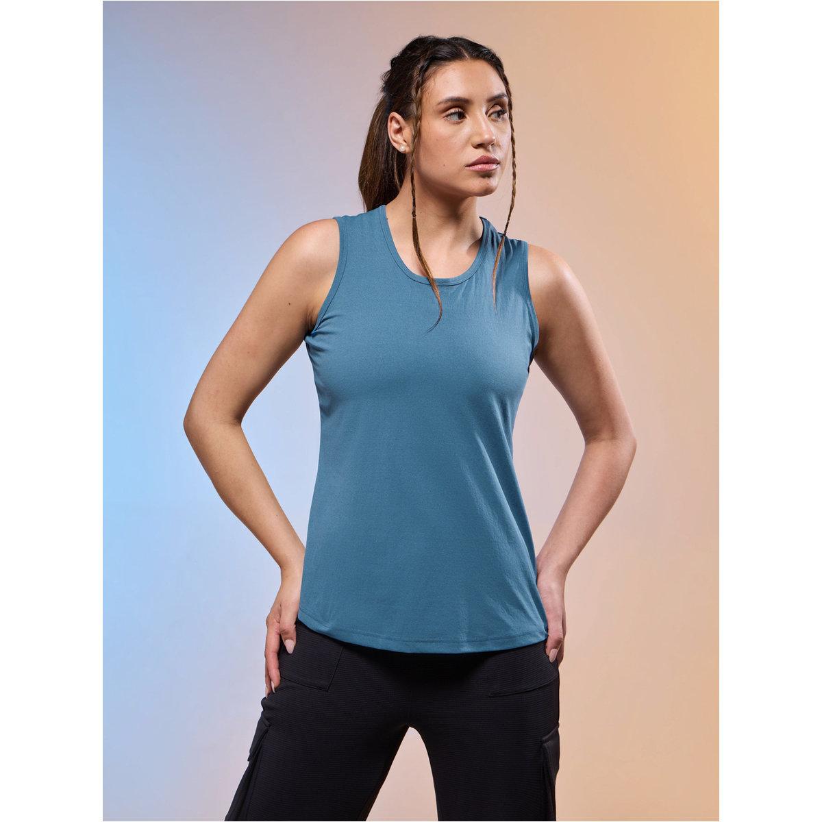 Technosport Women Solid Slim Fit Round Neck Tank-women-clothing-sportswearandactivewear-tshirtsandvests-image-1