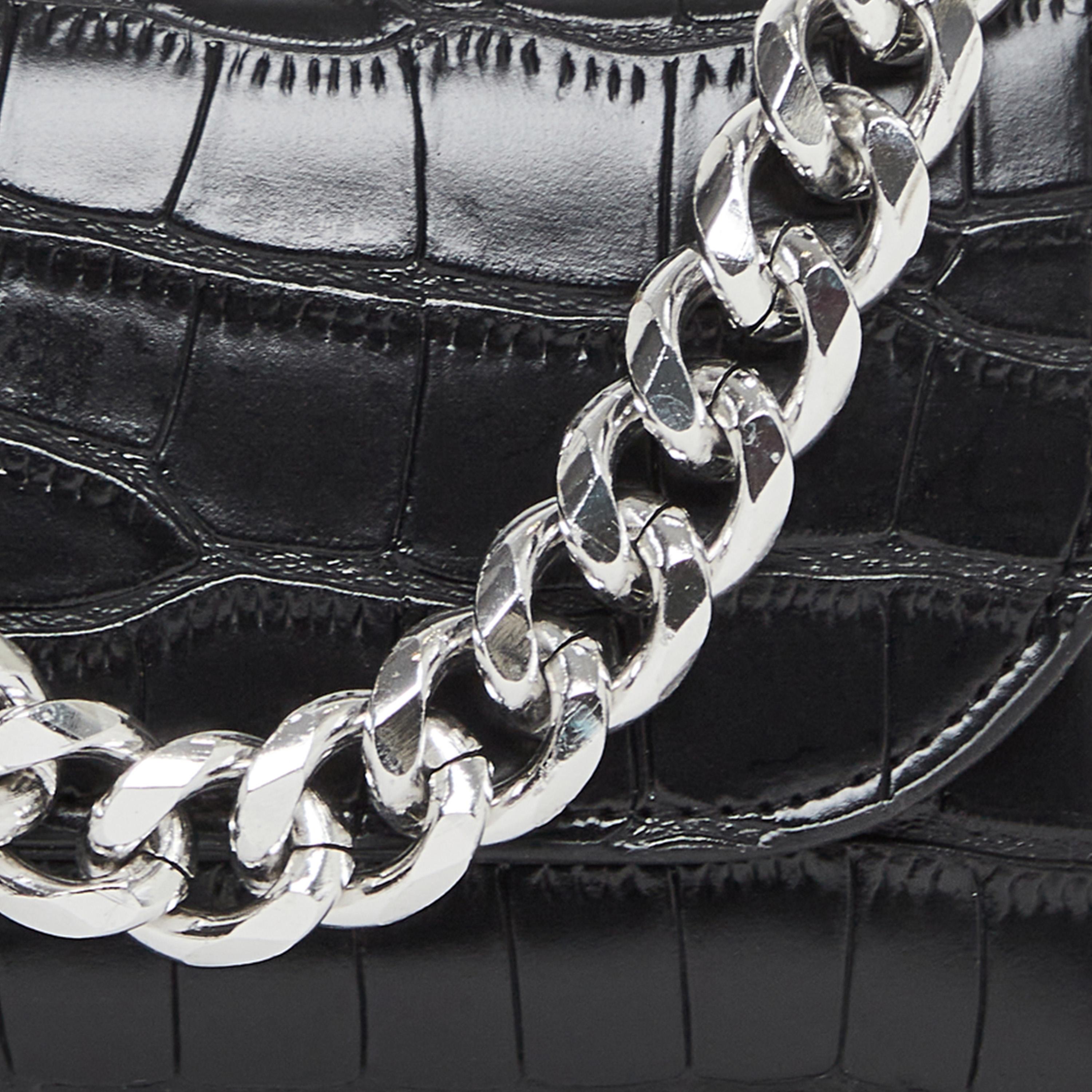 Styli Croc Skin Textured Belt Bag with Chain Strap-women-bagsandwallets-handbags-image-3
