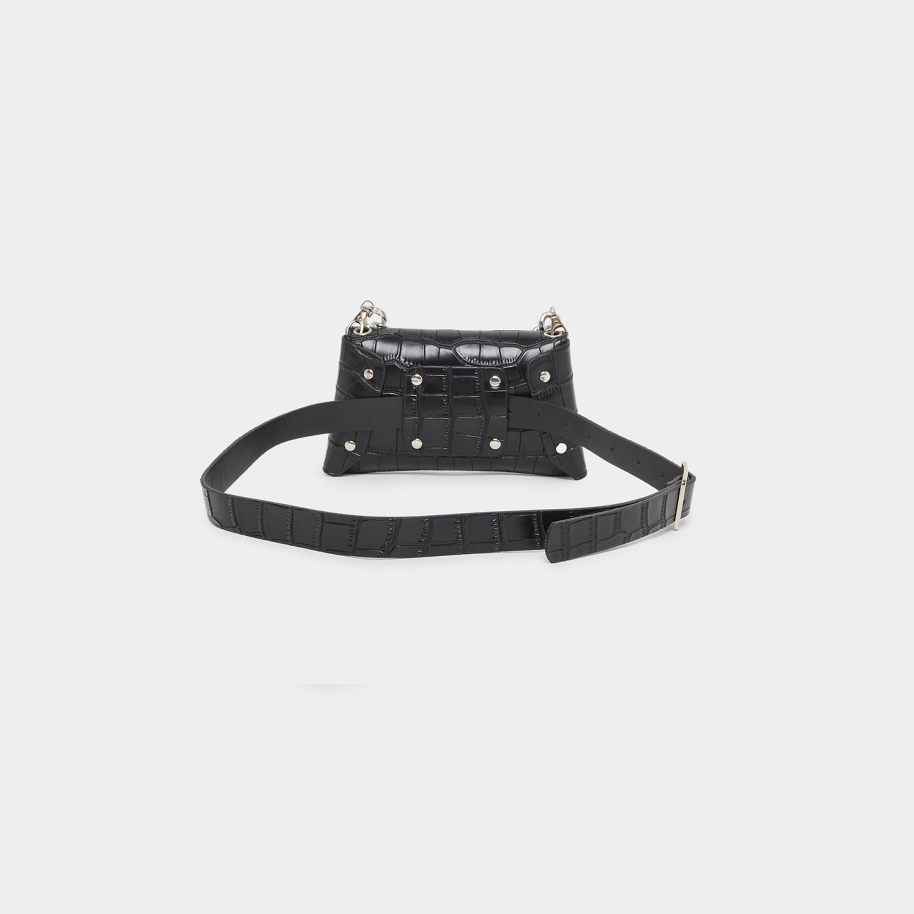 Styli Croc Skin Textured Belt Bag with Chain Strap-women-bagsandwallets-handbags-image-4