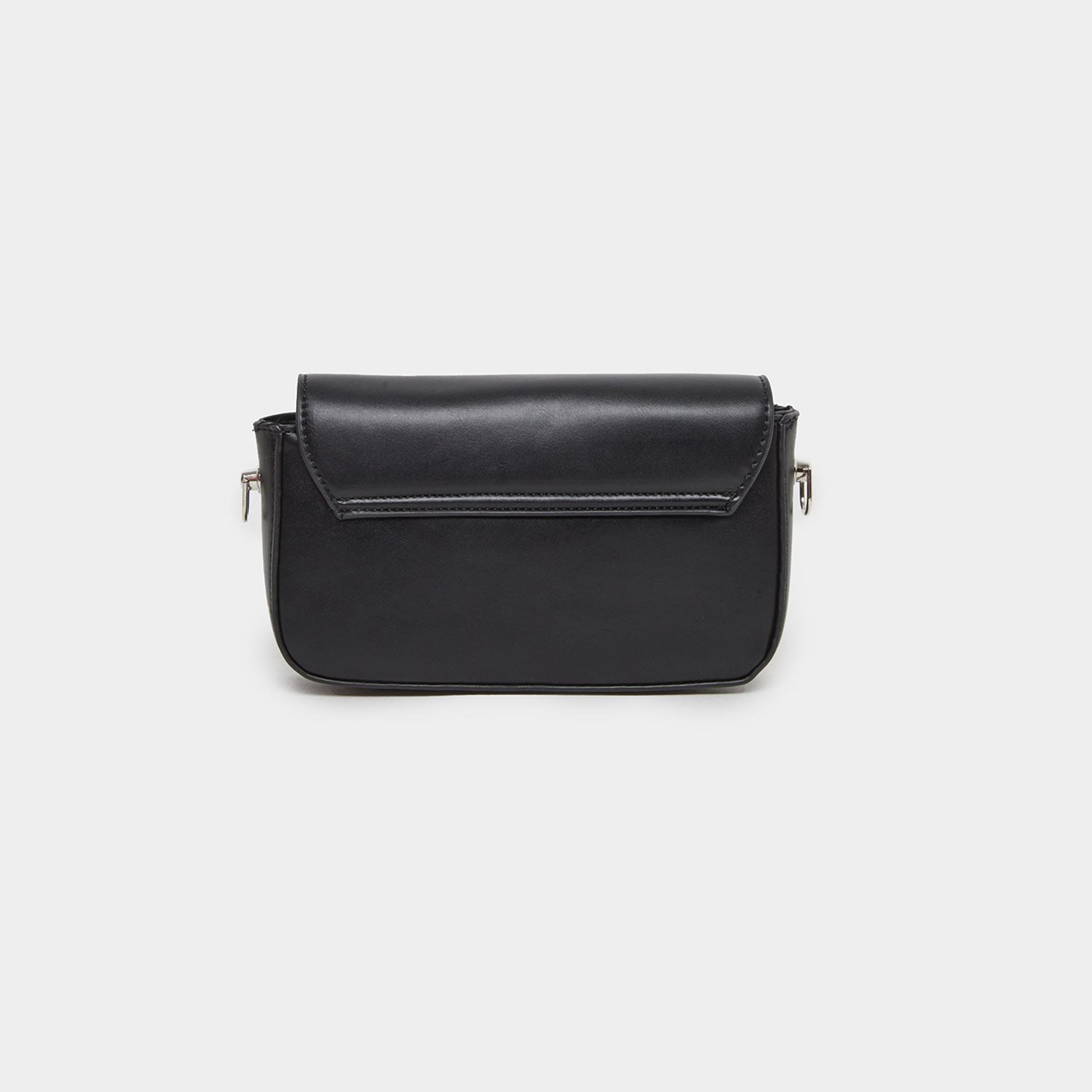 Styli Black Baguette Bag with Chain Strap-women-bagsandwallets-handbags-image-2