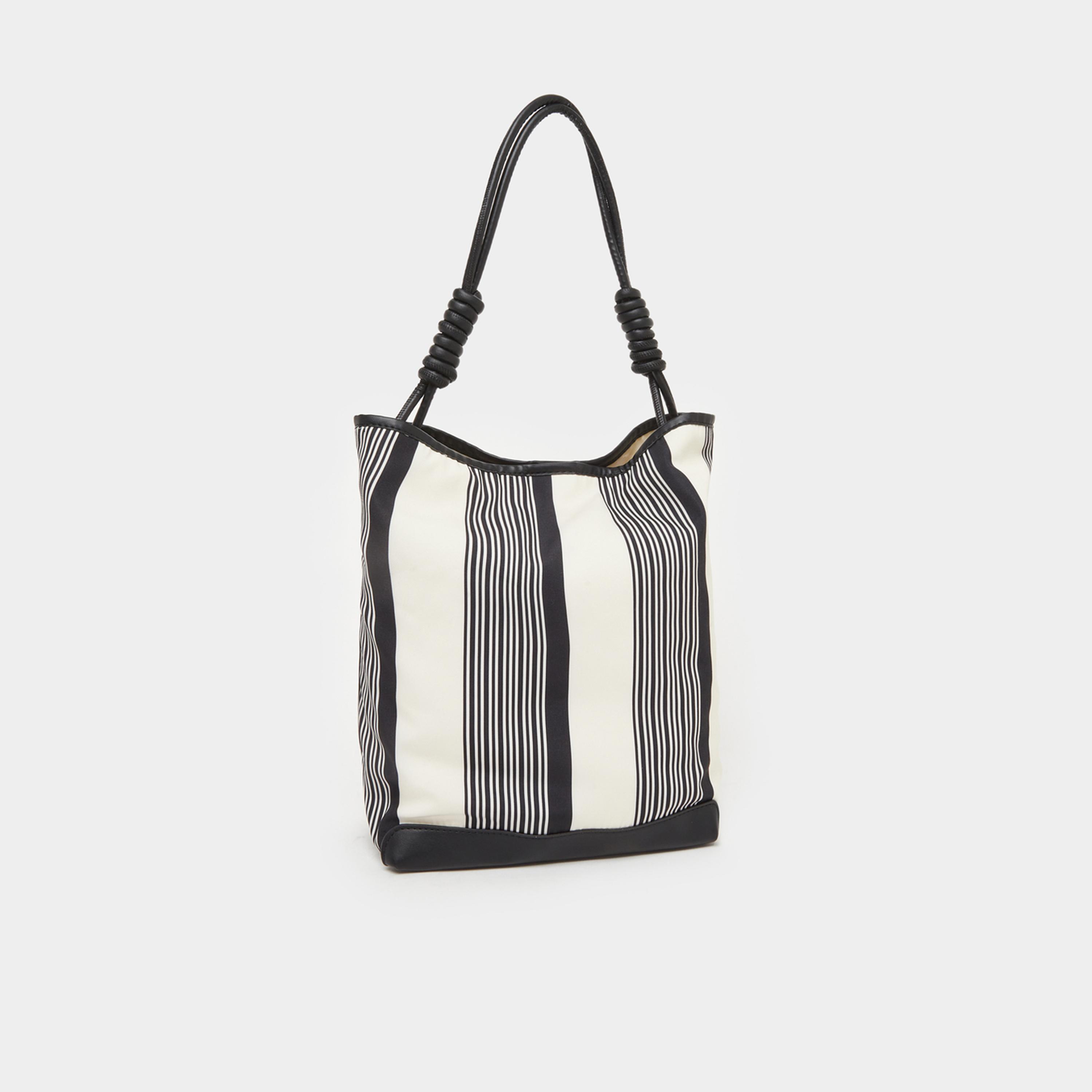 ستايلي - شنطة توت مخططة بمقابض جلدية للنساء-women-bagsandwallets-handbags-image-1