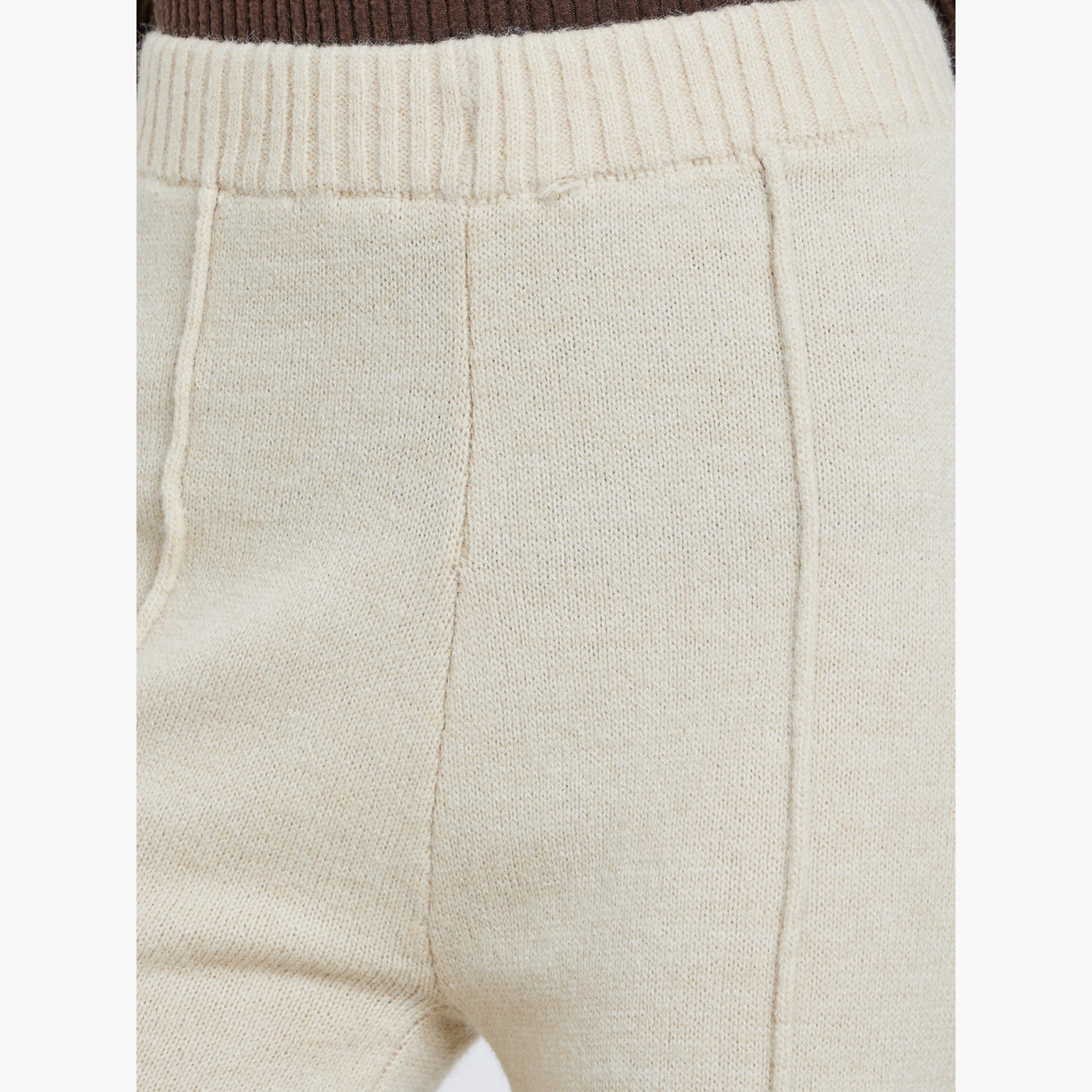 ستايلي - بنطال واسع الساق من قماش محبوك لون أبيض العاجي-women-clothing-bottoms-trousers-image-3