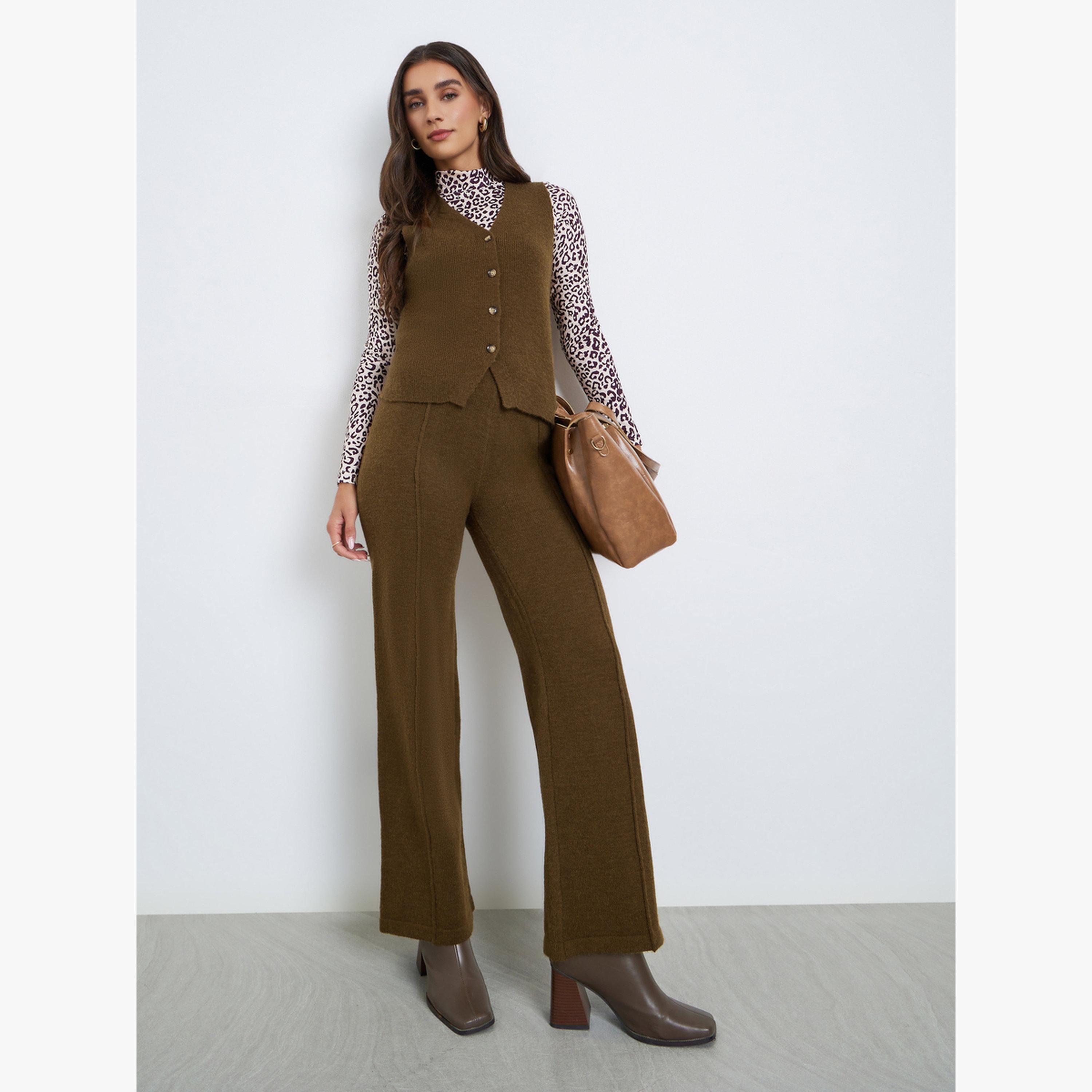 بنطال بأرجل واسعة بتفاصيل محبوكة مسطحة-women-clothing-bottoms-trousers-image-2