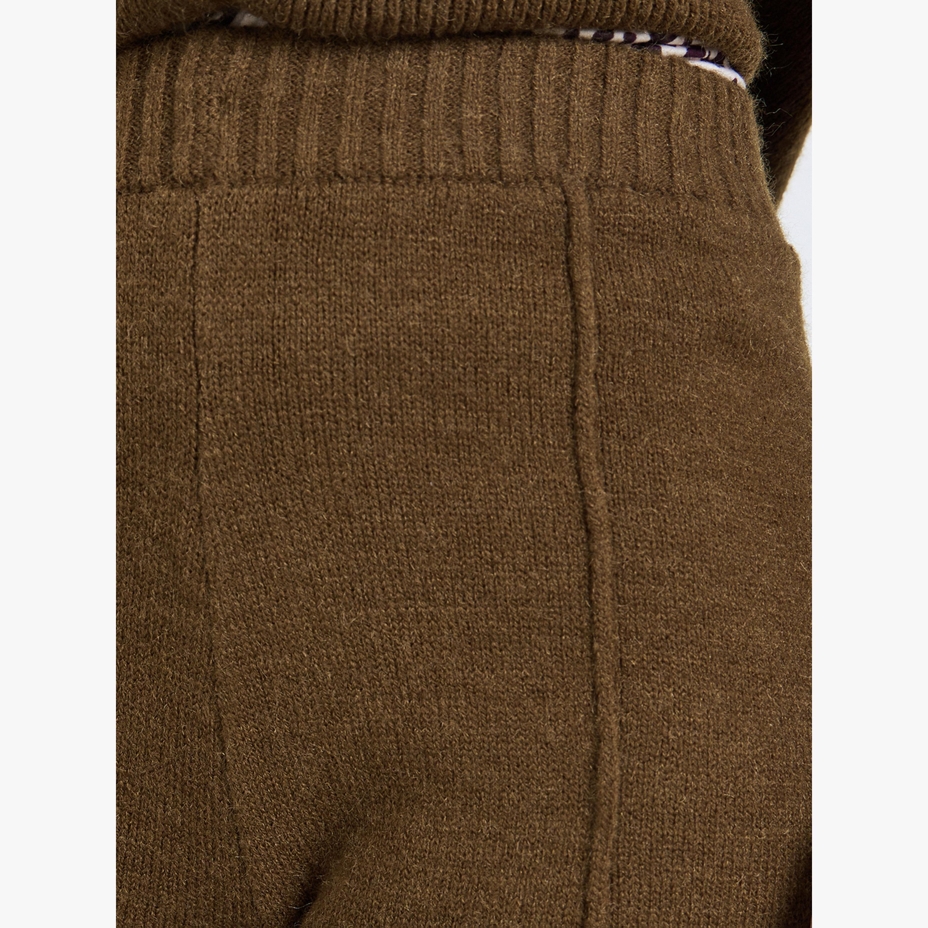 Styli Women Olive Flat Knit Wide Leg Pants-women-clothing-bottoms-trousers-image-4
